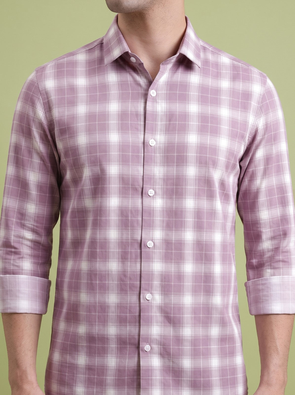 Men's Classic Purple Checked Cotton Blend Casual Shirt
