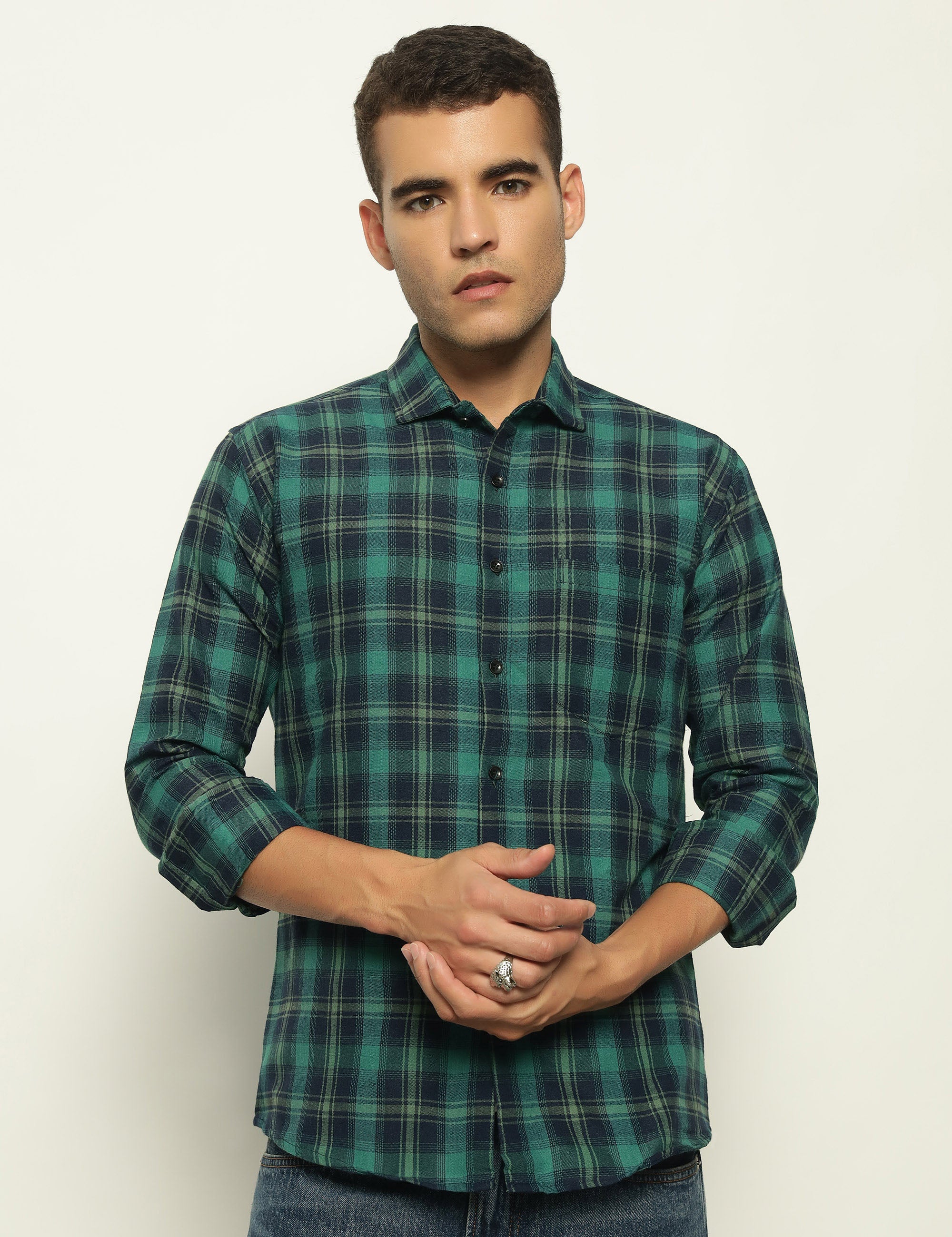 Emerald Check Cotton Blend Shirt