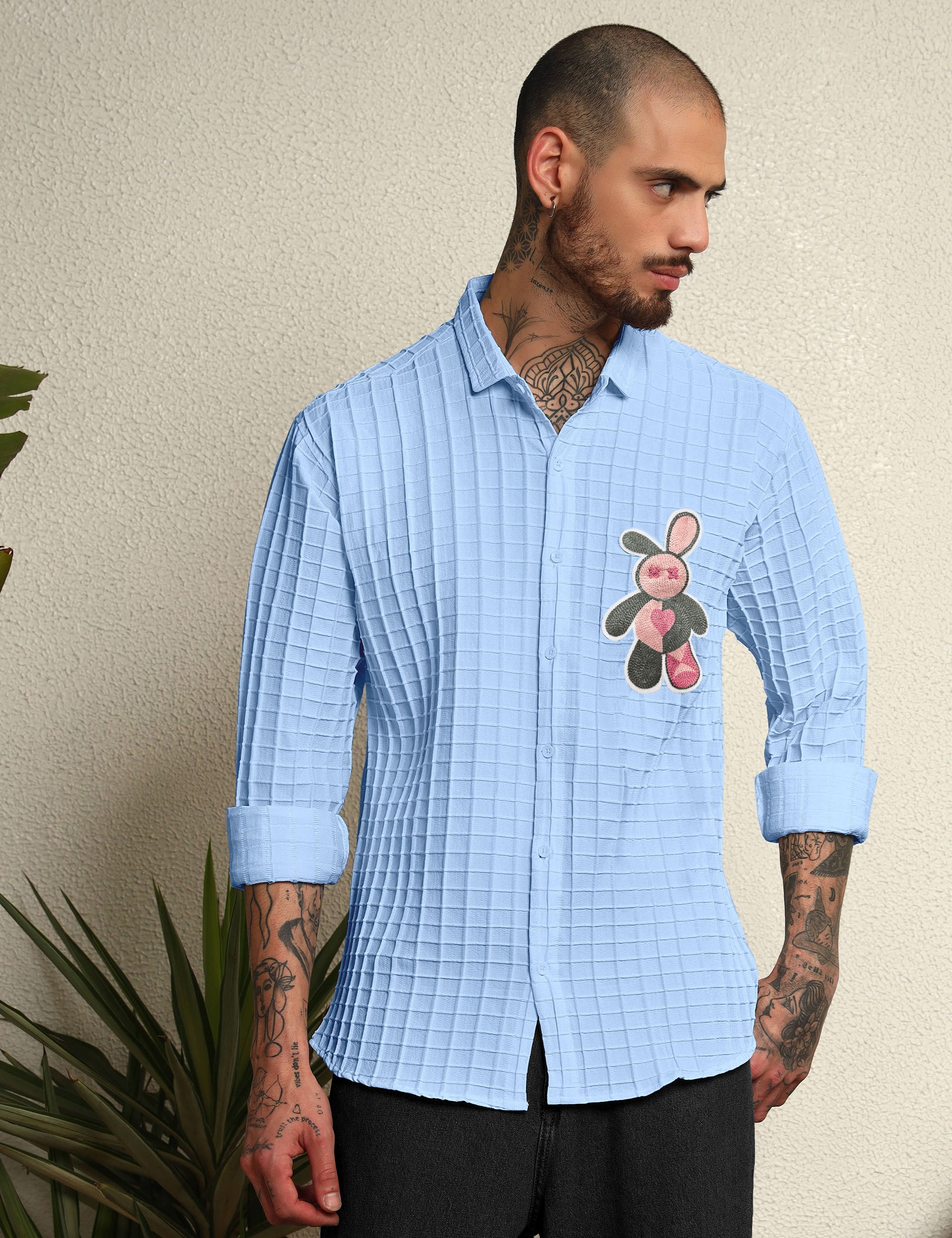 Fun Element Embroidery Patch Light Blue Shirt