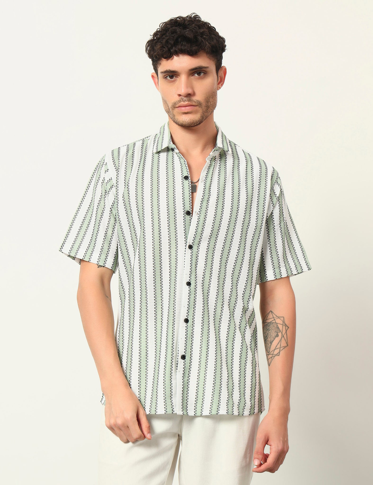 Fresh Flow Polyester Blend Pista Striped Shirt