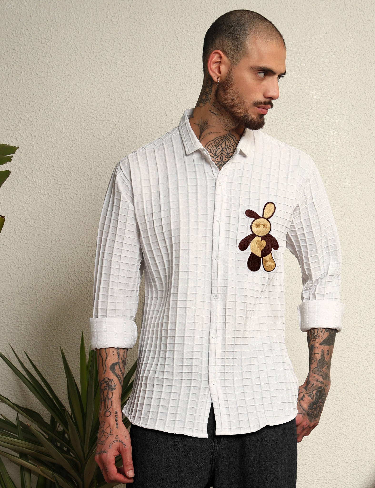 Fun Element Embroidery Patch White Shirt