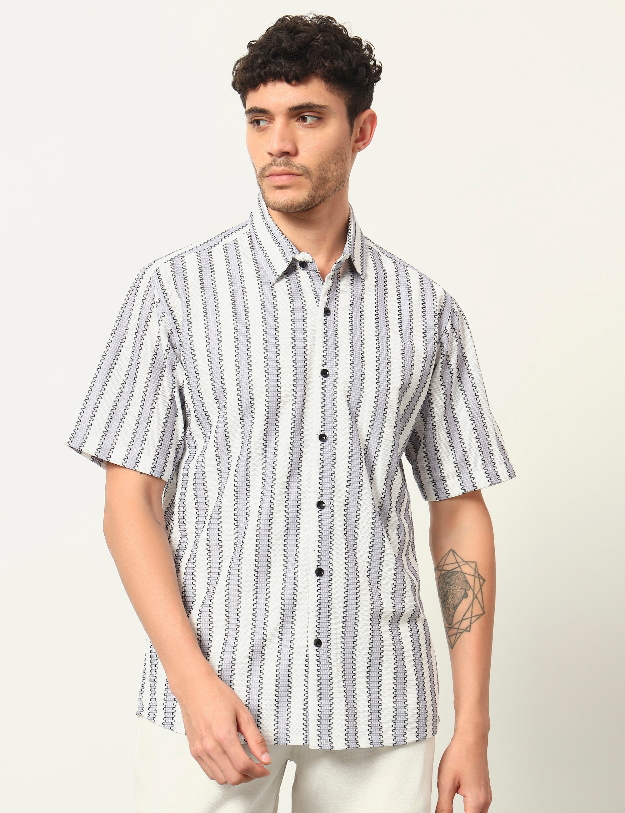 Fresh Flow Polyester Blend Lavender Striped Shirt