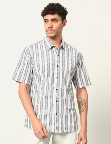 Fresh Flow Polyester Blend Lavender Striped Shirt