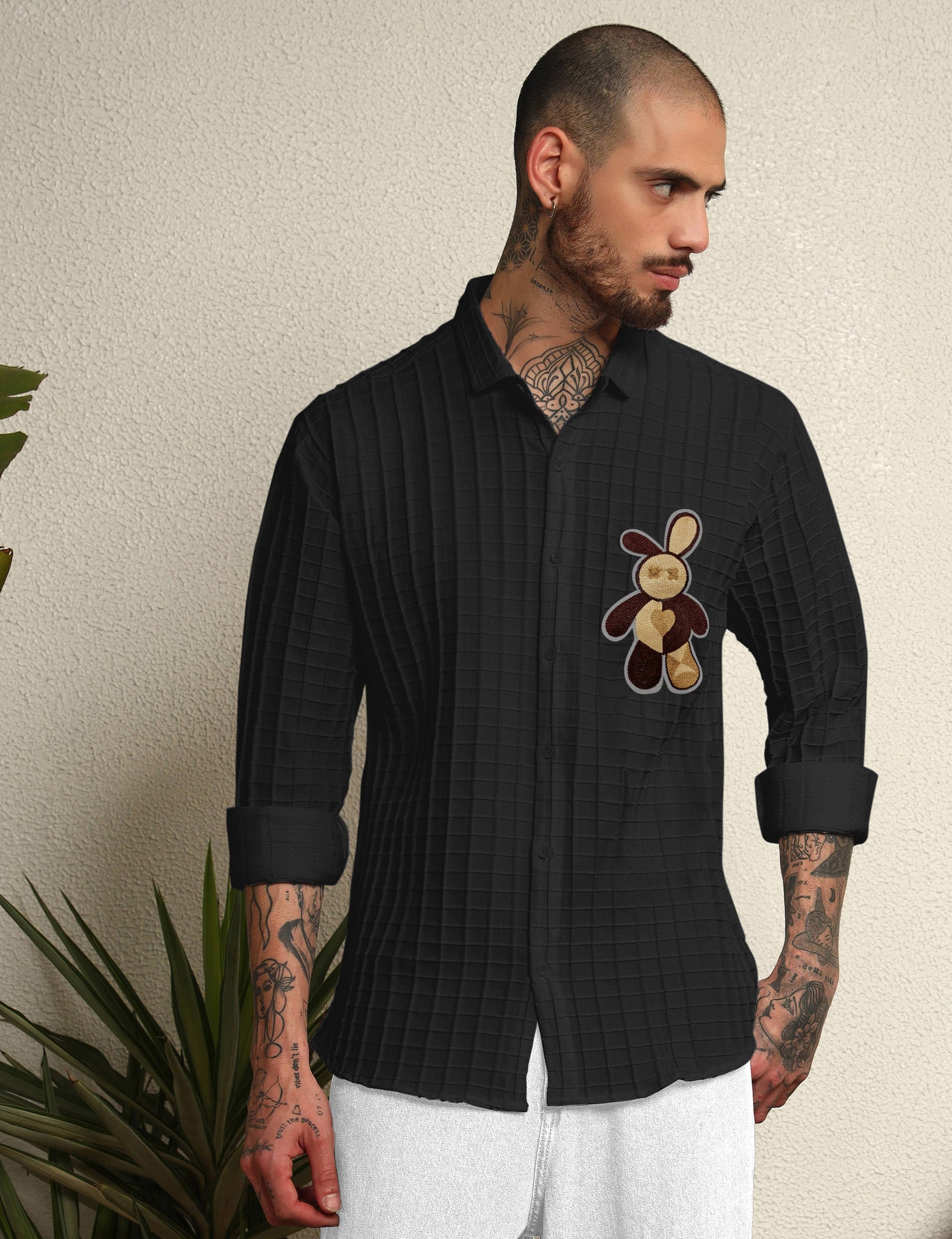 Fun Element Embroidery Patch Black Shirt