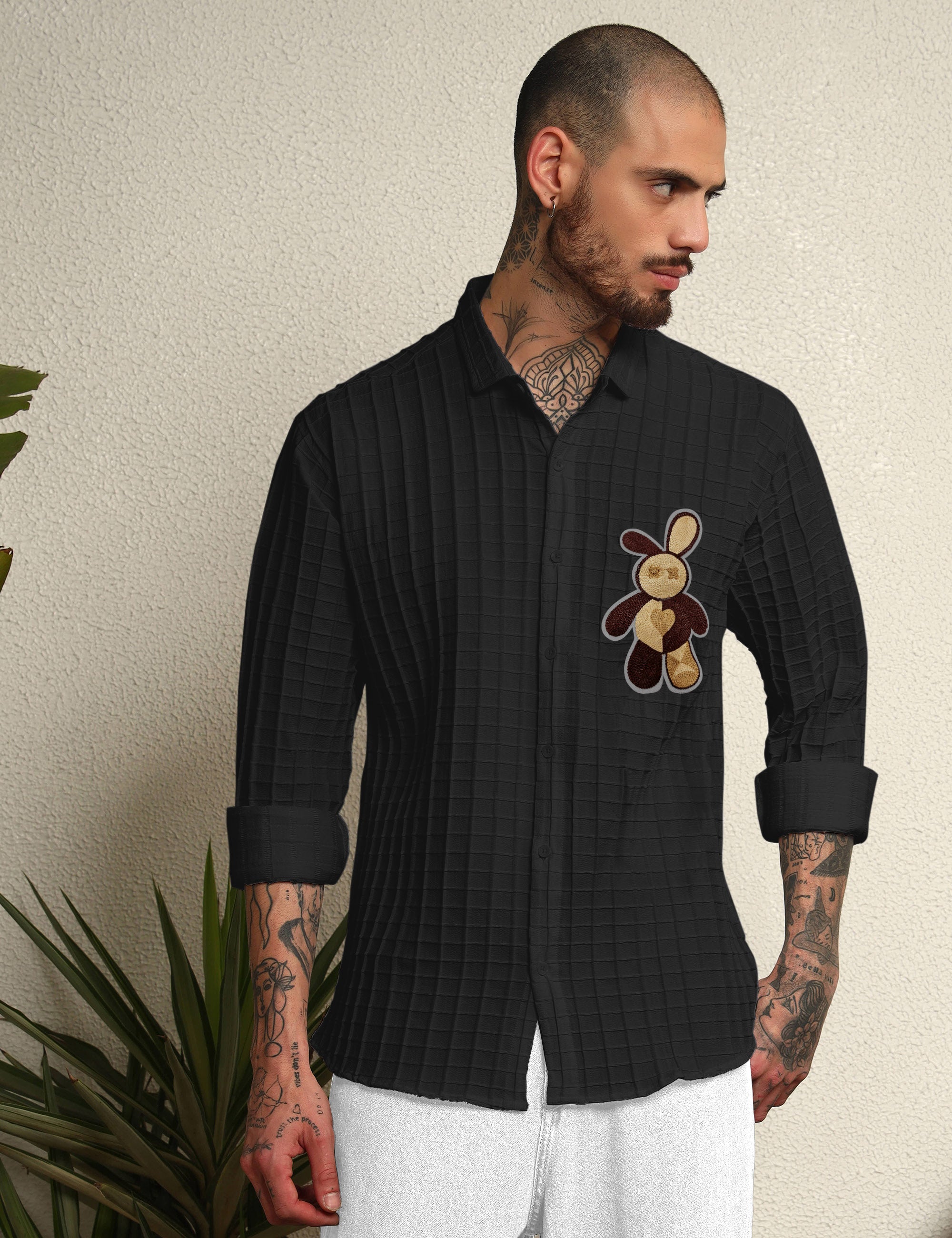 Fun Element Embroidery Patch Black Shirt
