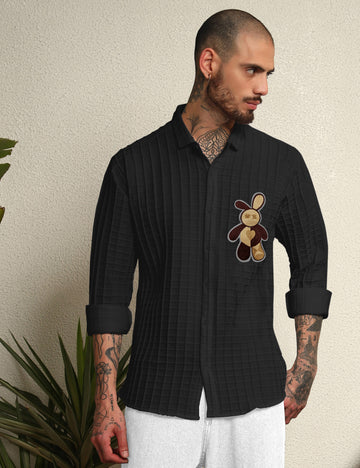 Fun Element Embroidery Patch Black Shirt