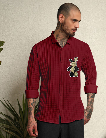 Fun Element Embroidery Patch Maroon Shirt