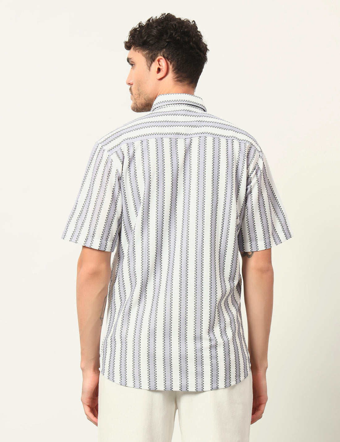 Fresh Flow Polyester Blend Lavender Striped Shirt