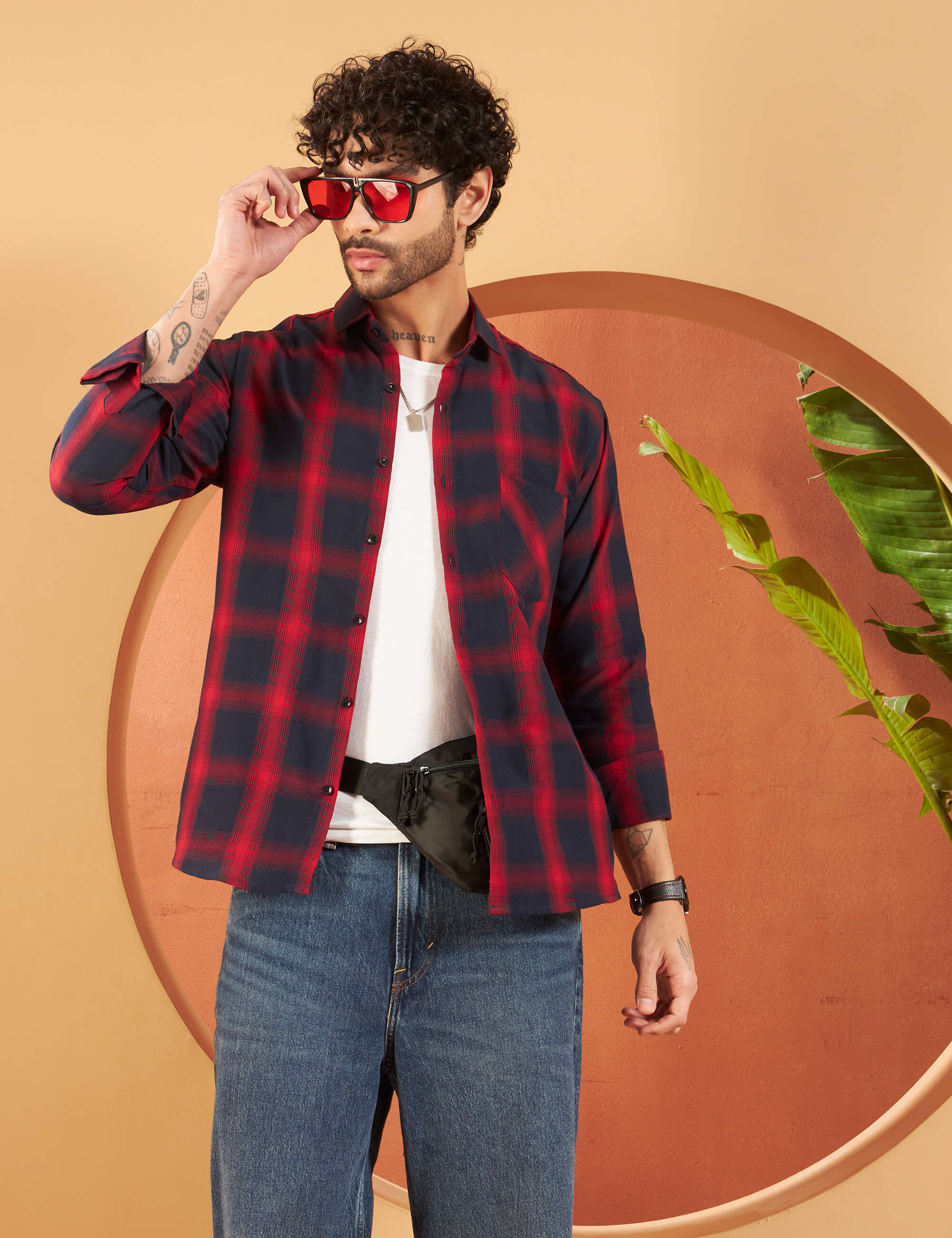 Crimson Midnight Check Cotton-Blend Shirt