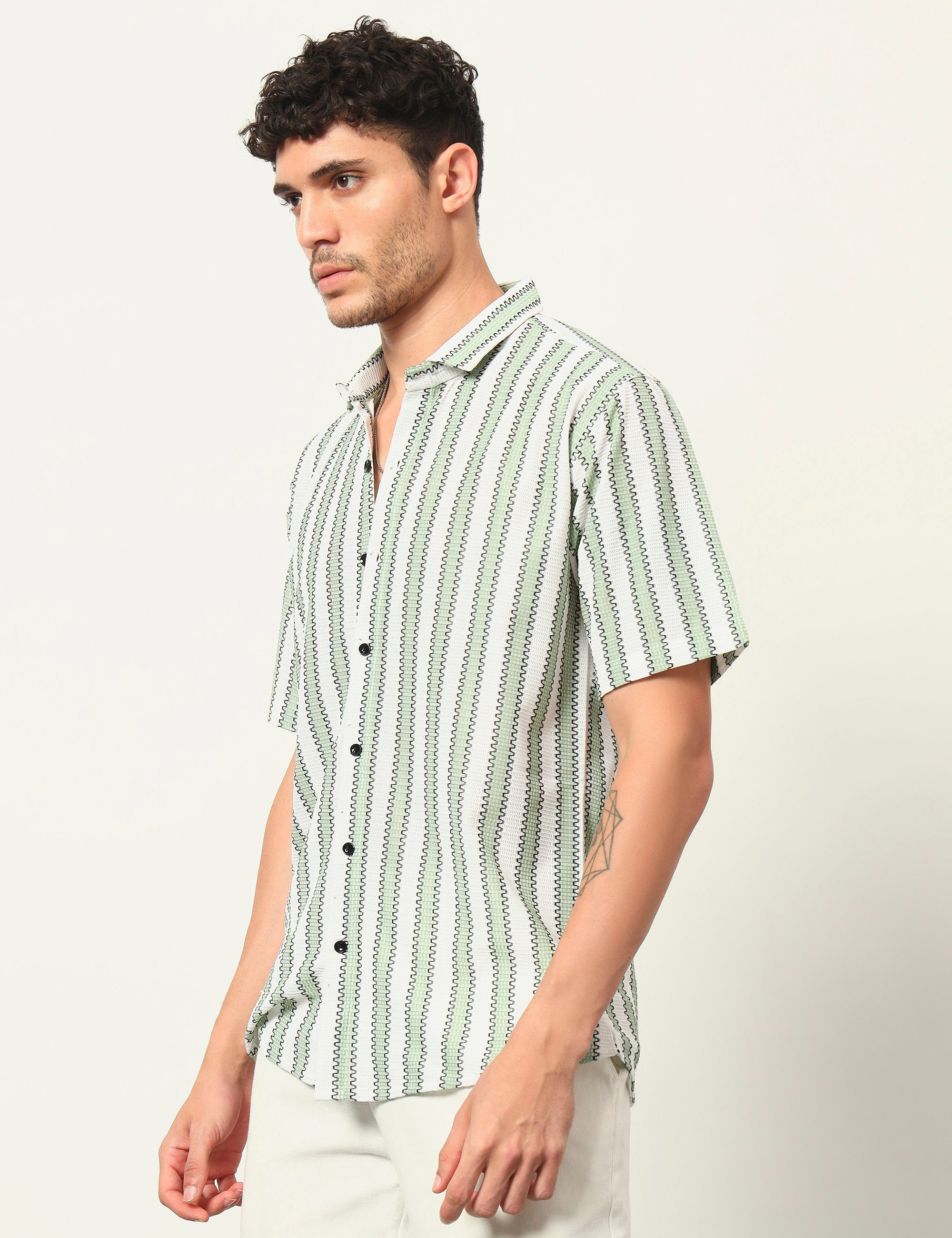 Fresh Flow Polyester Blend Pista Striped Shirt
