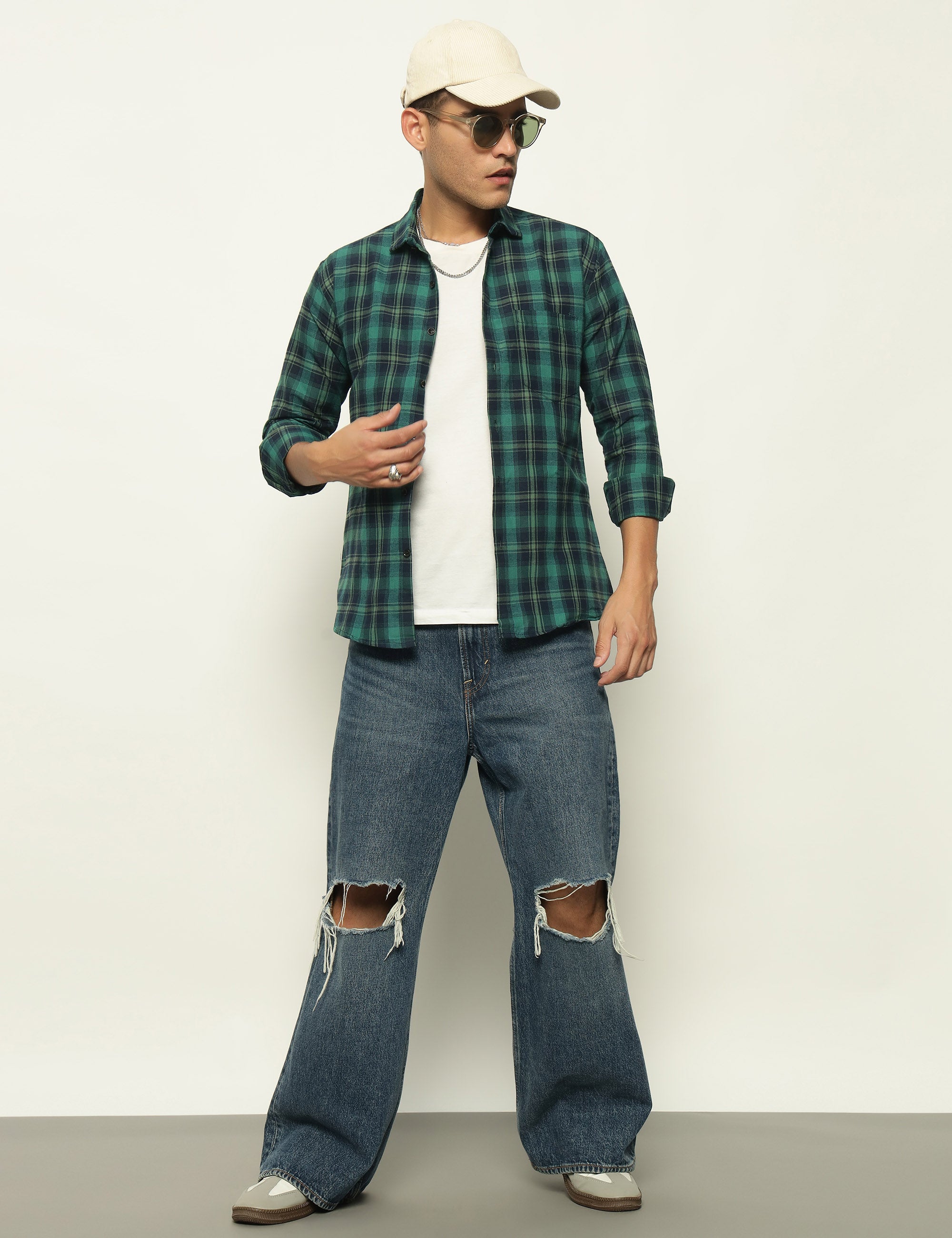 Emerald Check Cotton Blend Shirt