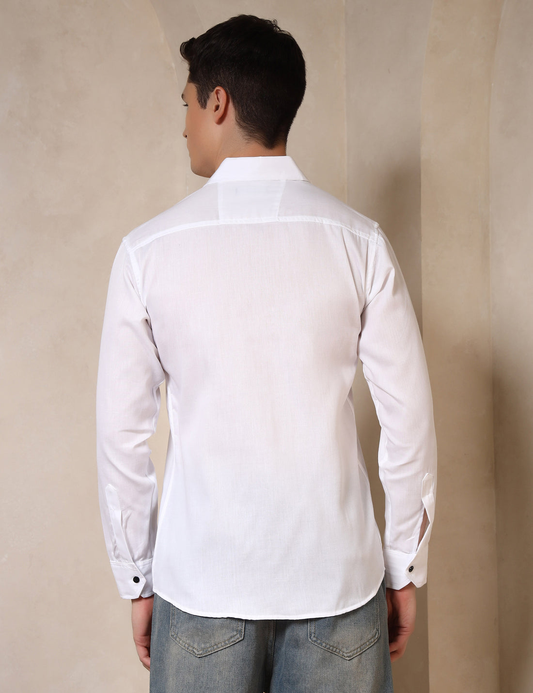 Classic White Dual Pocket Cotton Blend Shirt