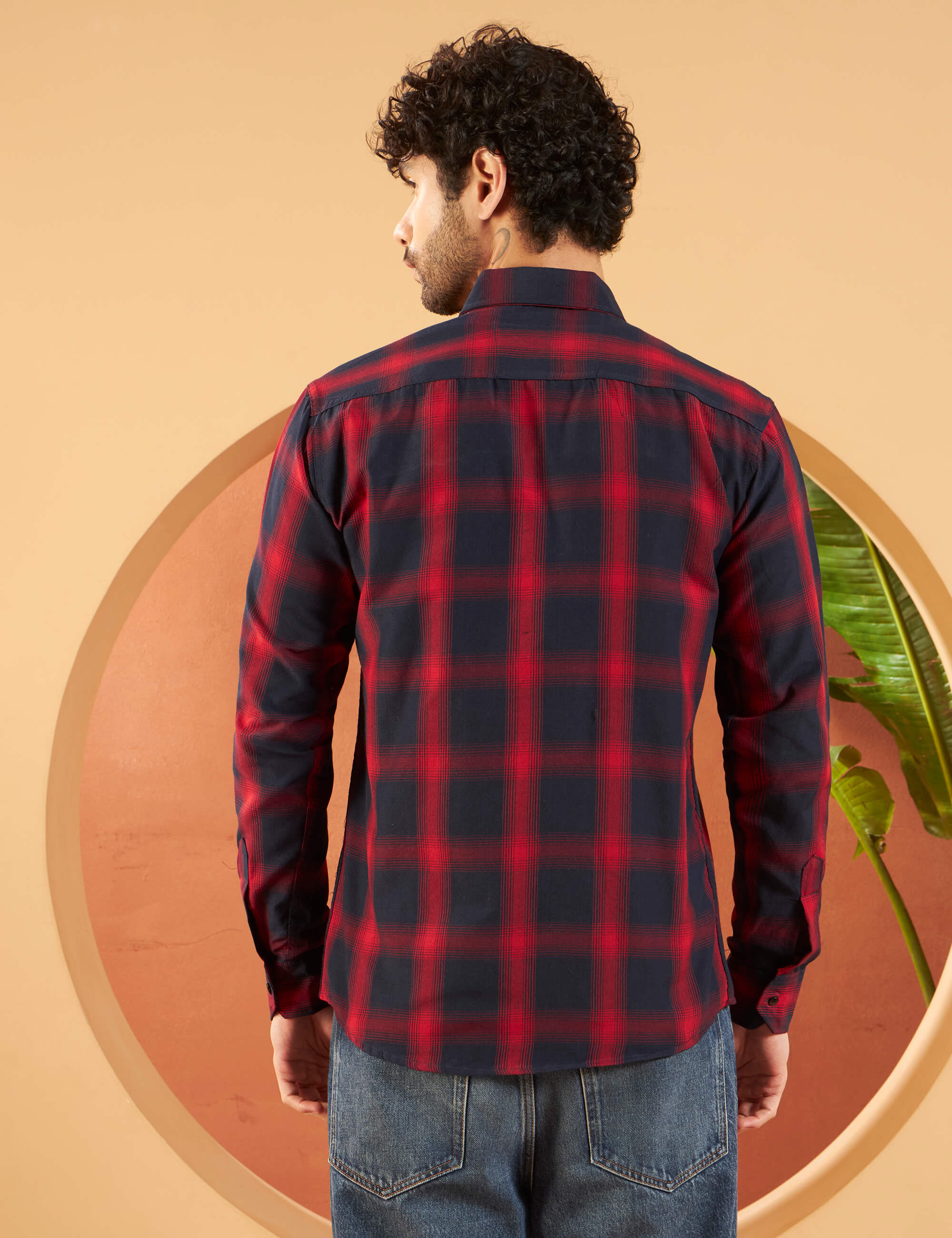 Crimson Midnight Check Cotton-Blend Shirt