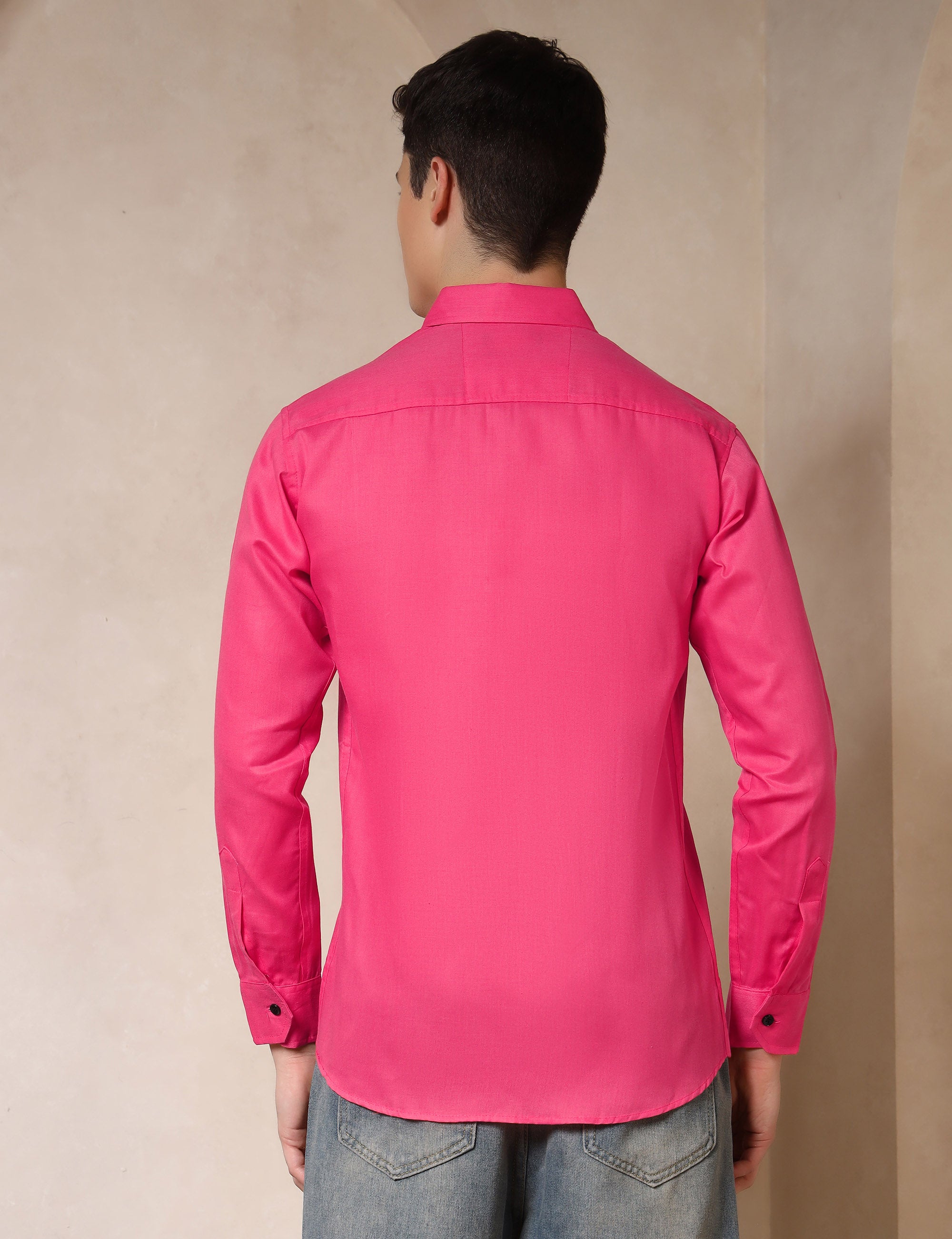 Classic Pink Dual Pocket Cotton Blend Shirt
