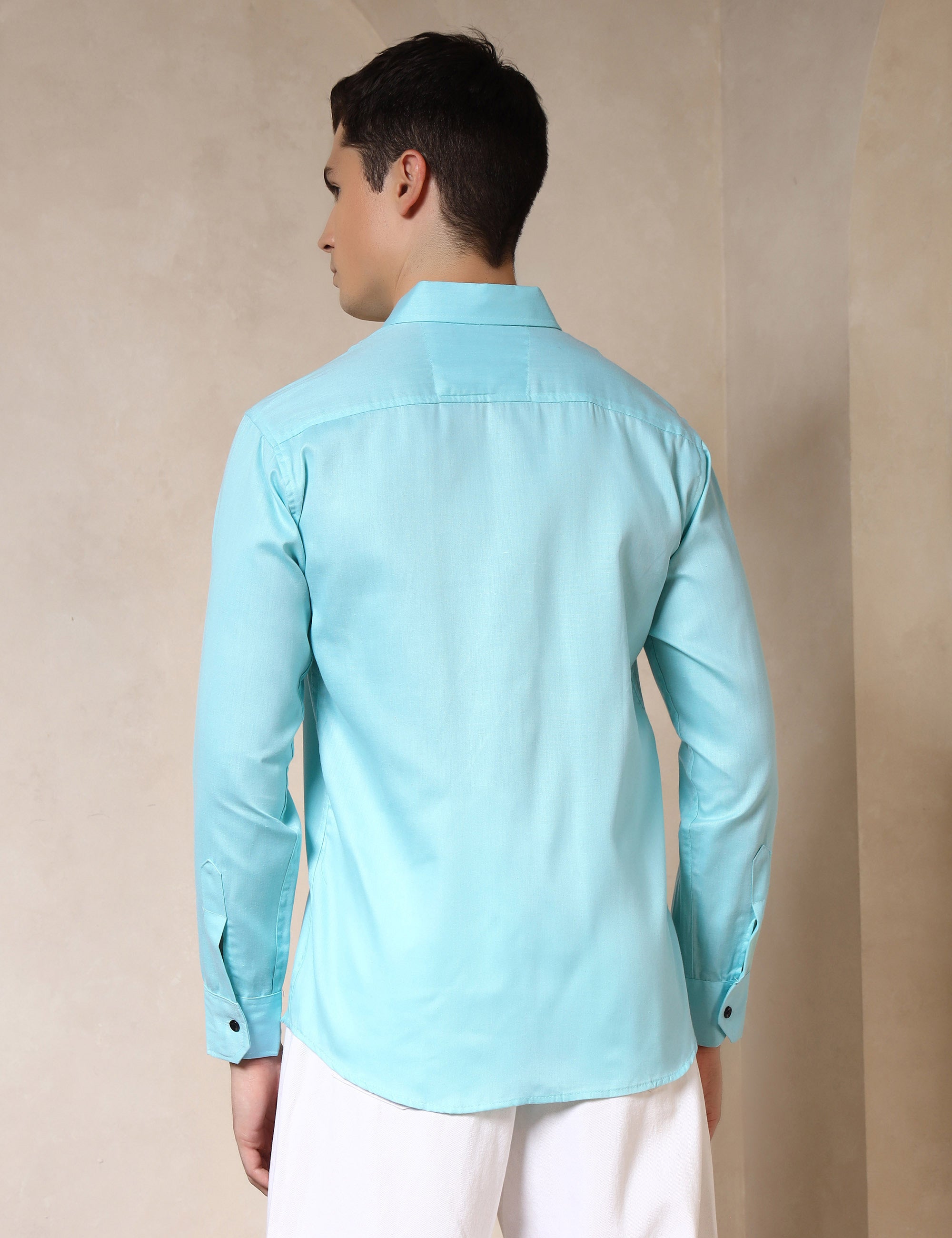 Classic Sea Green Dual Pocket Cotton Blend Shirt