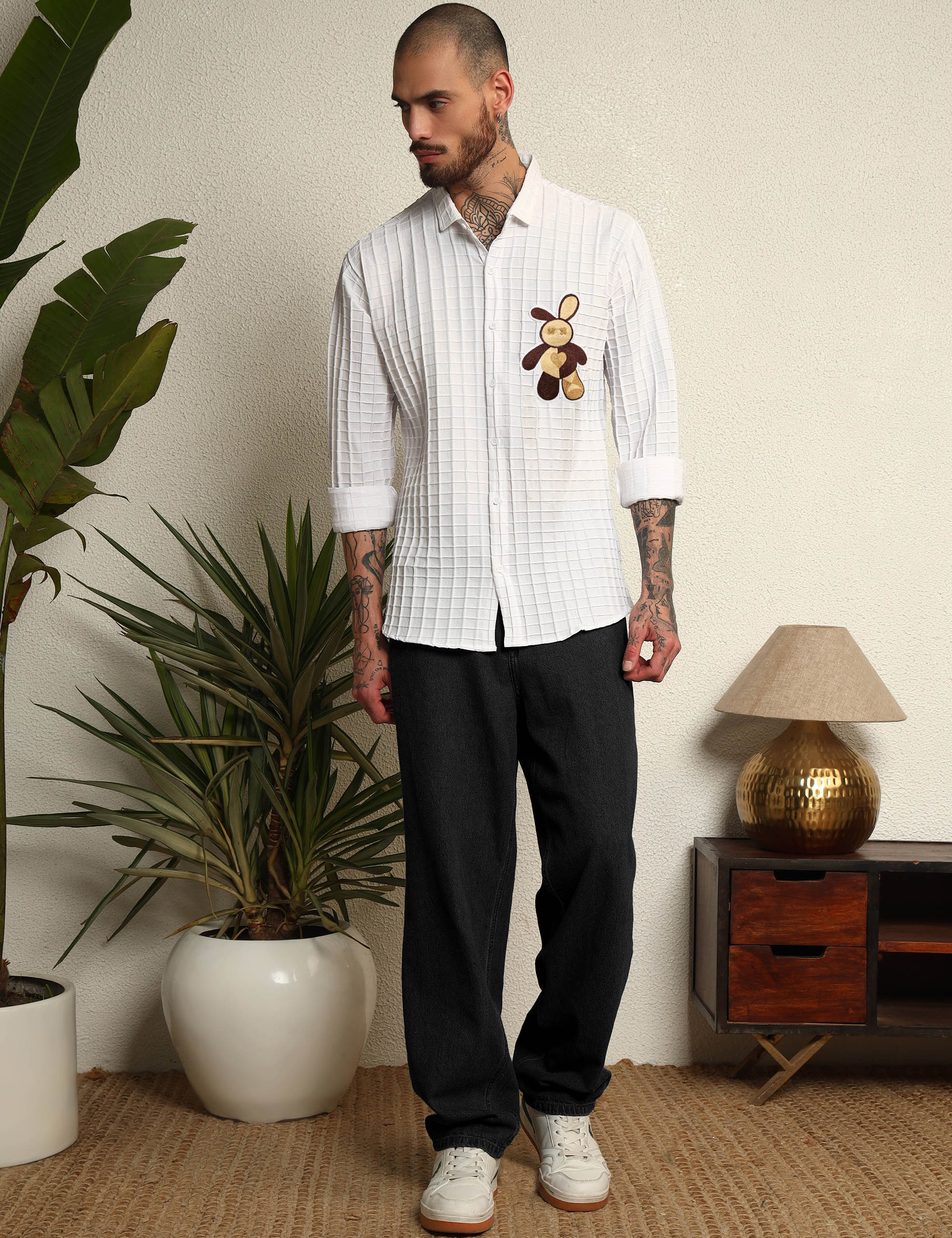 Fun Element Embroidery Patch White Shirt