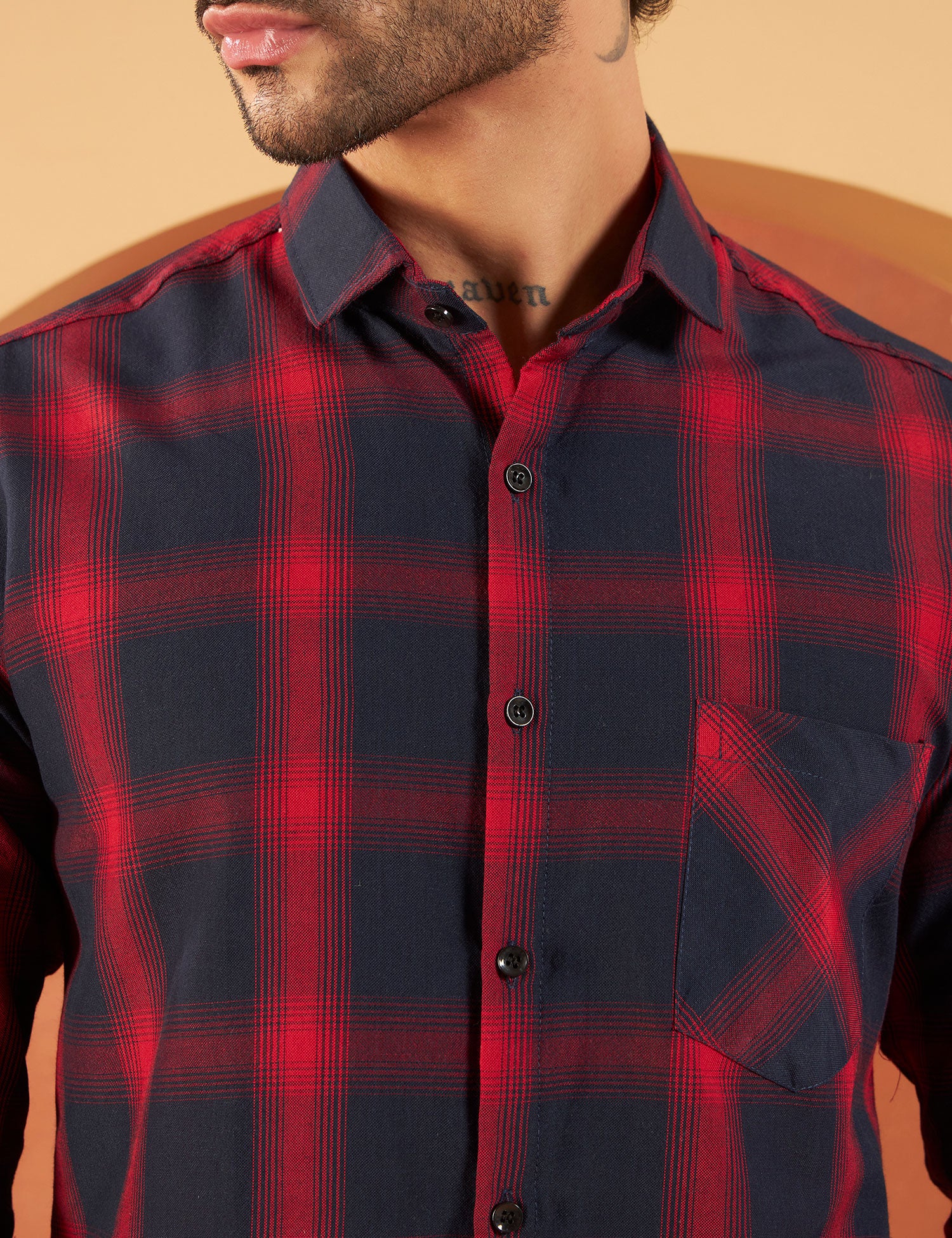 Crimson Midnight Check Cotton-Blend Shirt