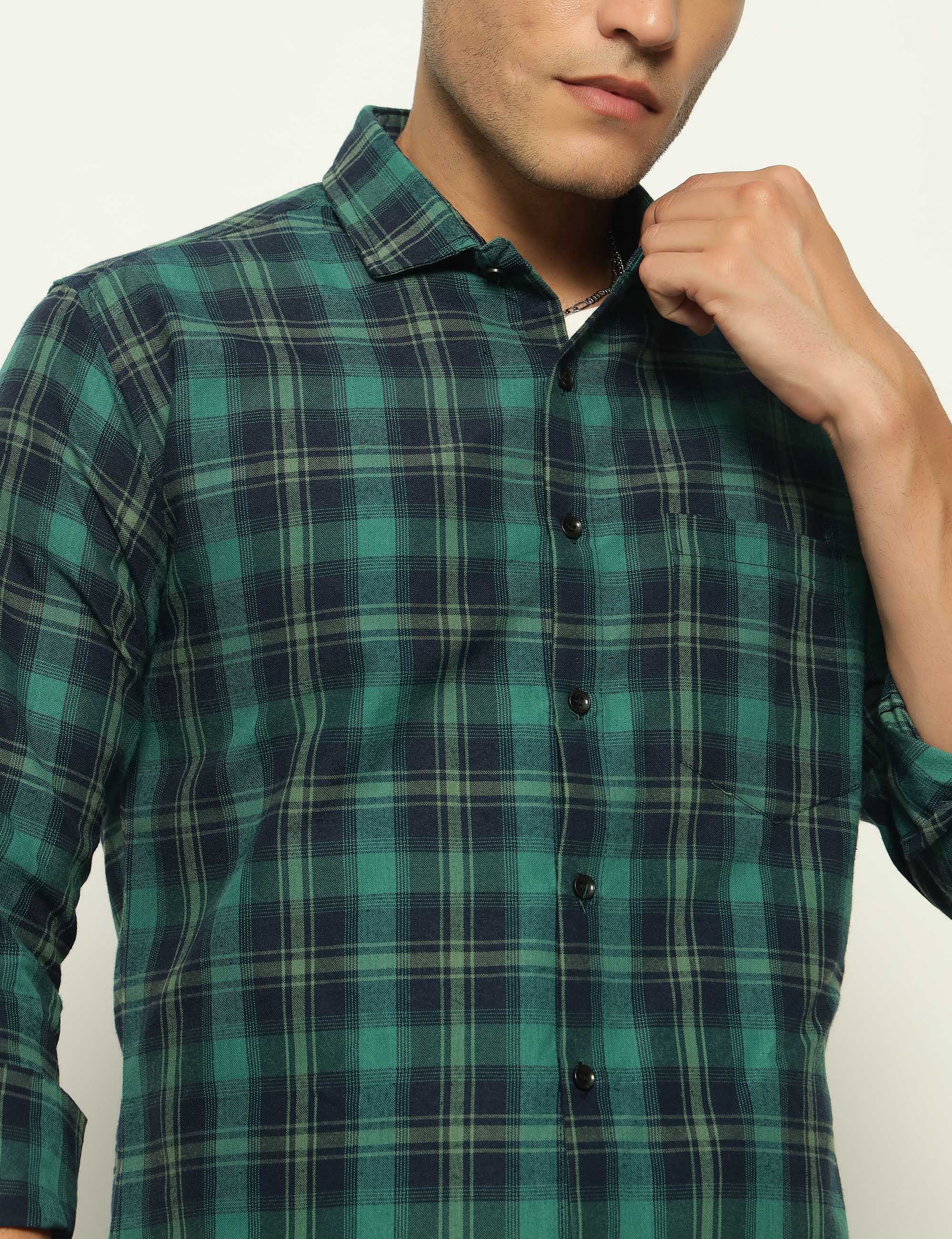 Emerald Check Cotton Blend Shirt