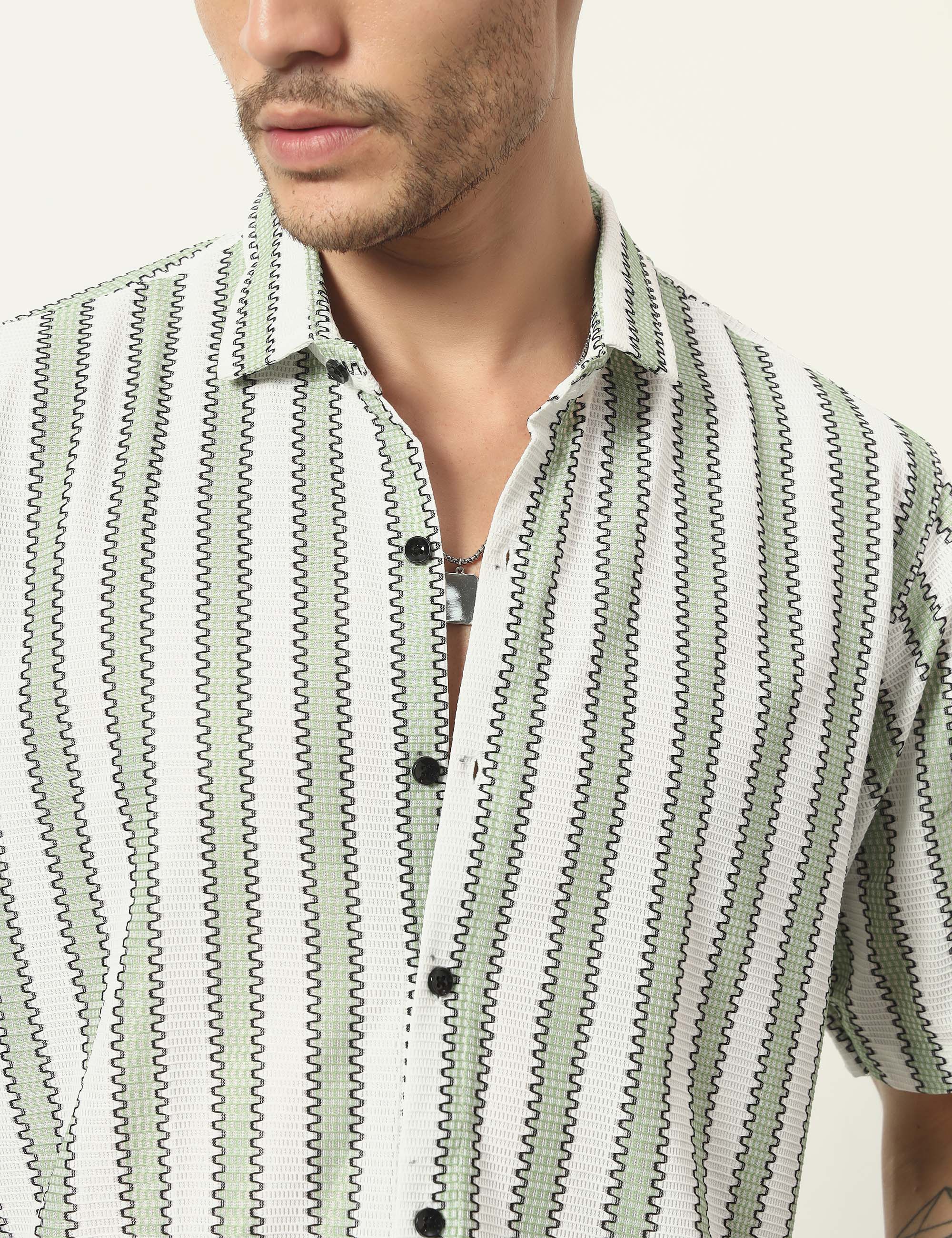 Fresh Flow Polyester Blend Pista Striped Shirt