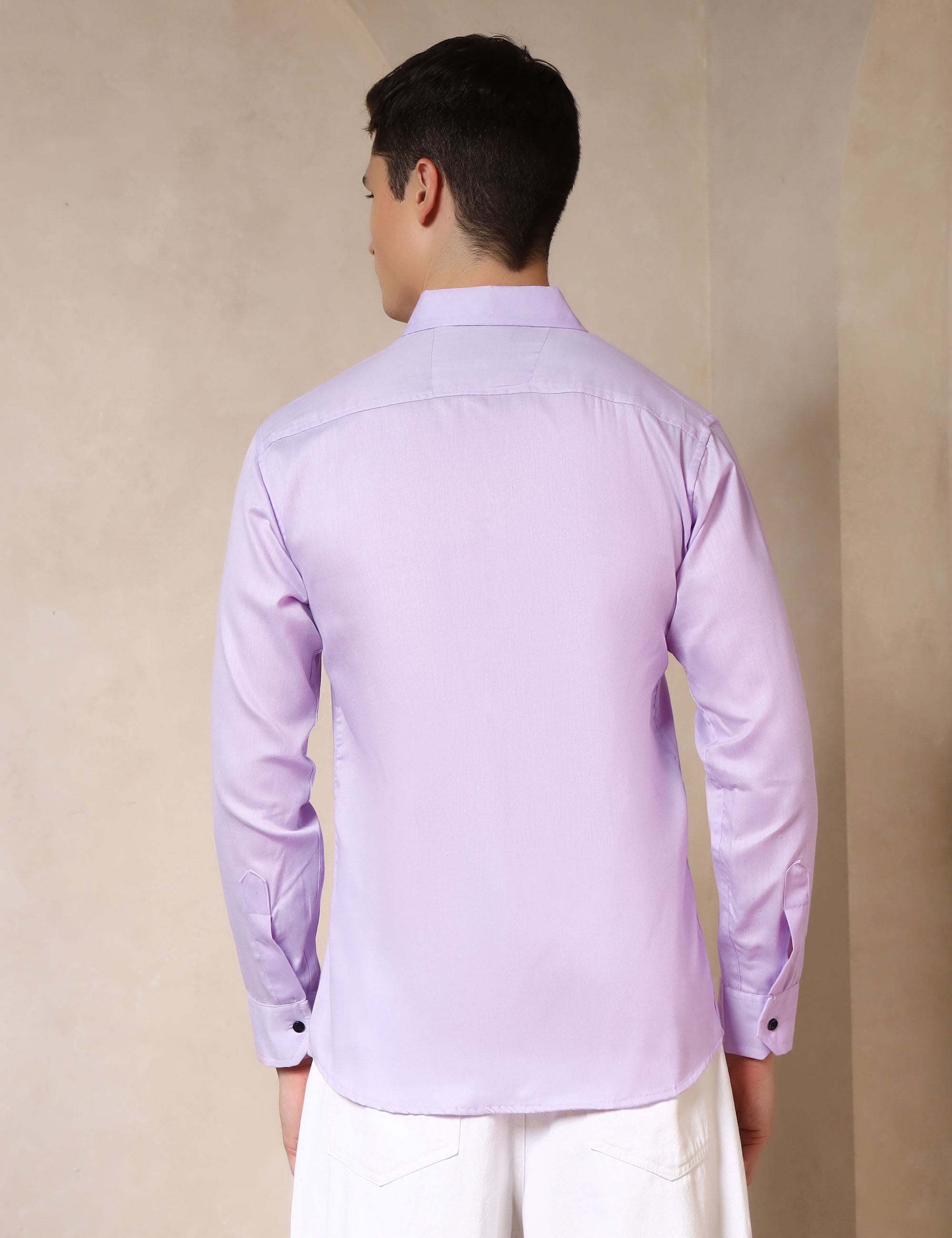 Classic Lavender Dual Pocket Cotton Blend Shirt