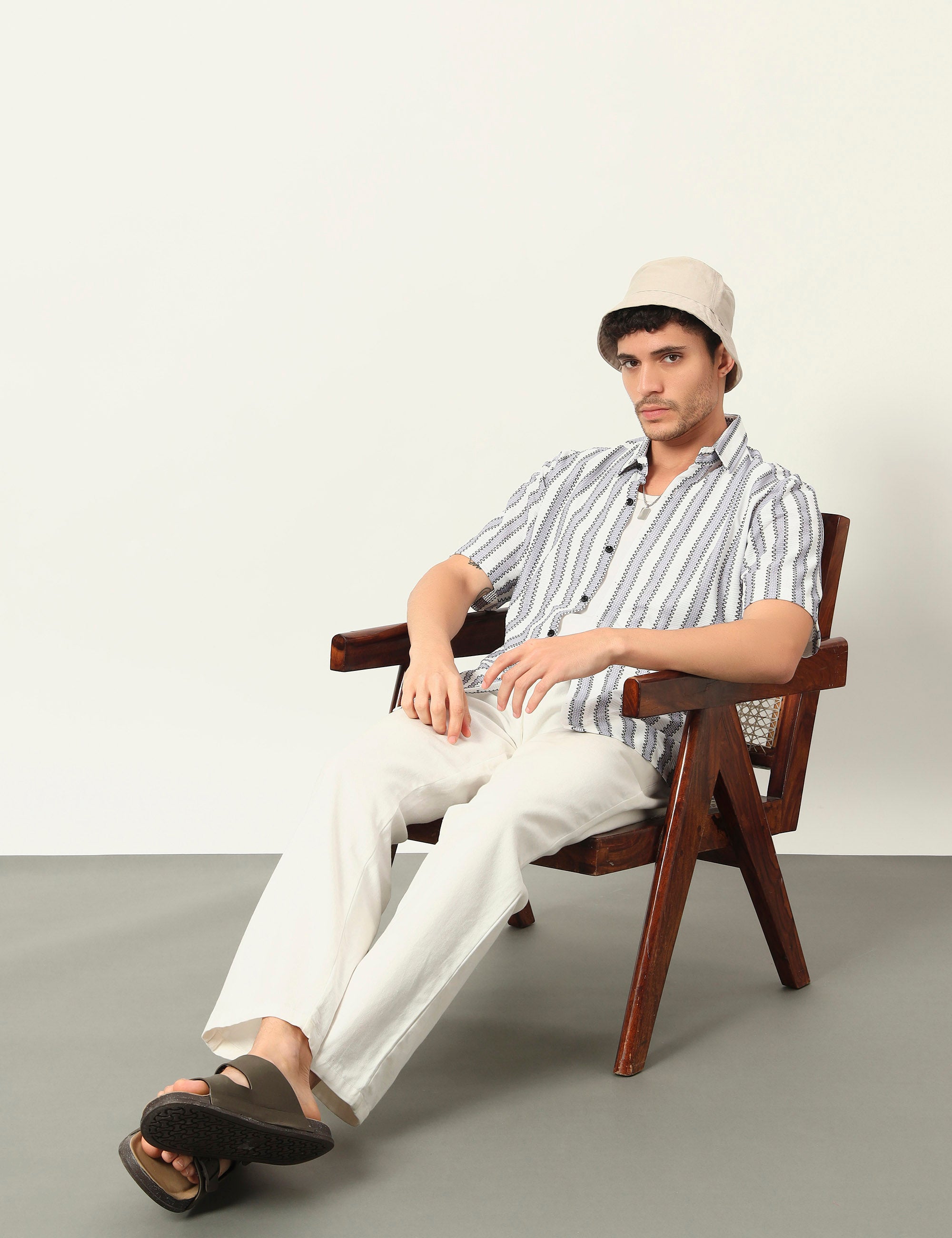 Fresh Flow Polyester Blend Lavender Striped Shirt