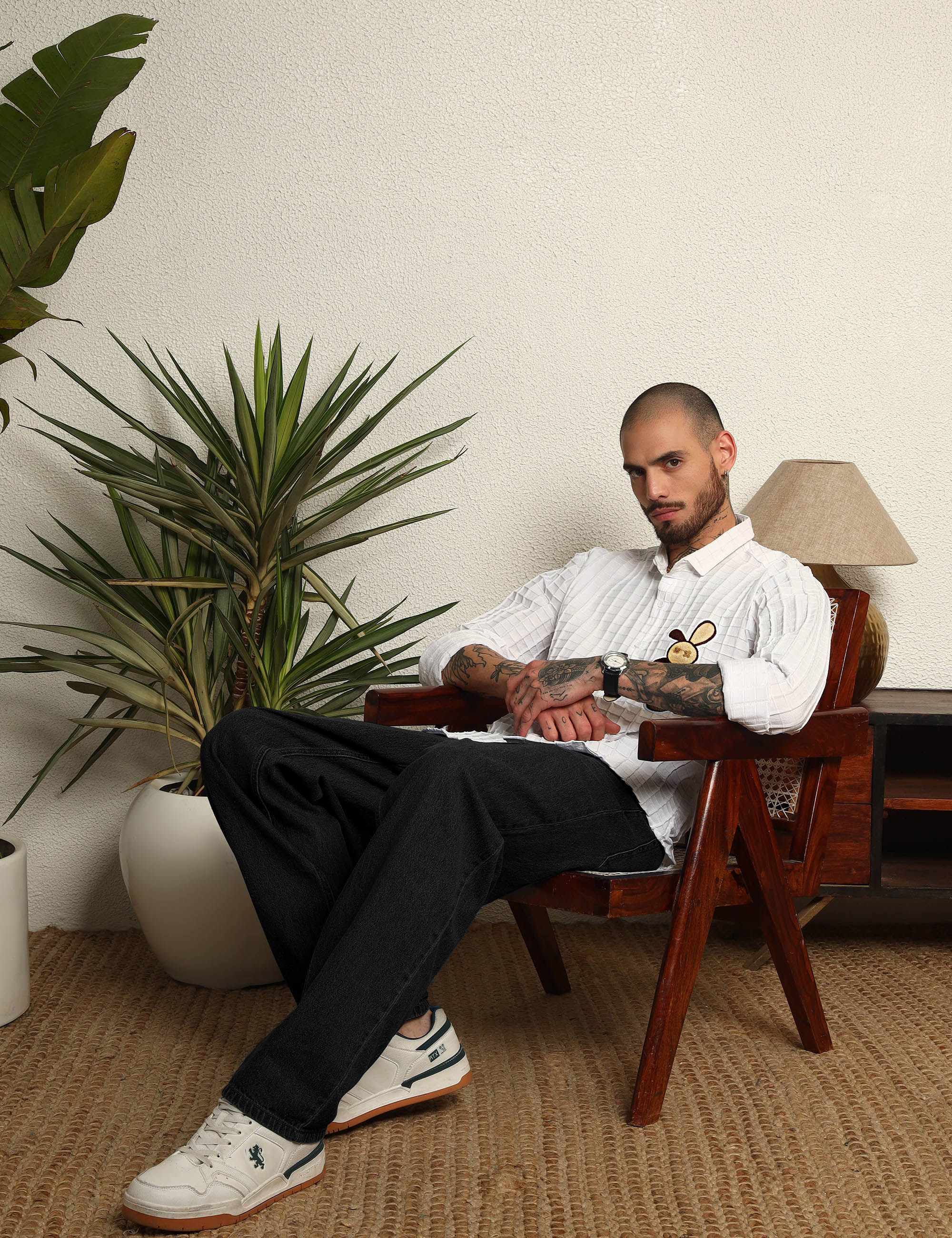 Fun Element Embroidery Patch White Shirt