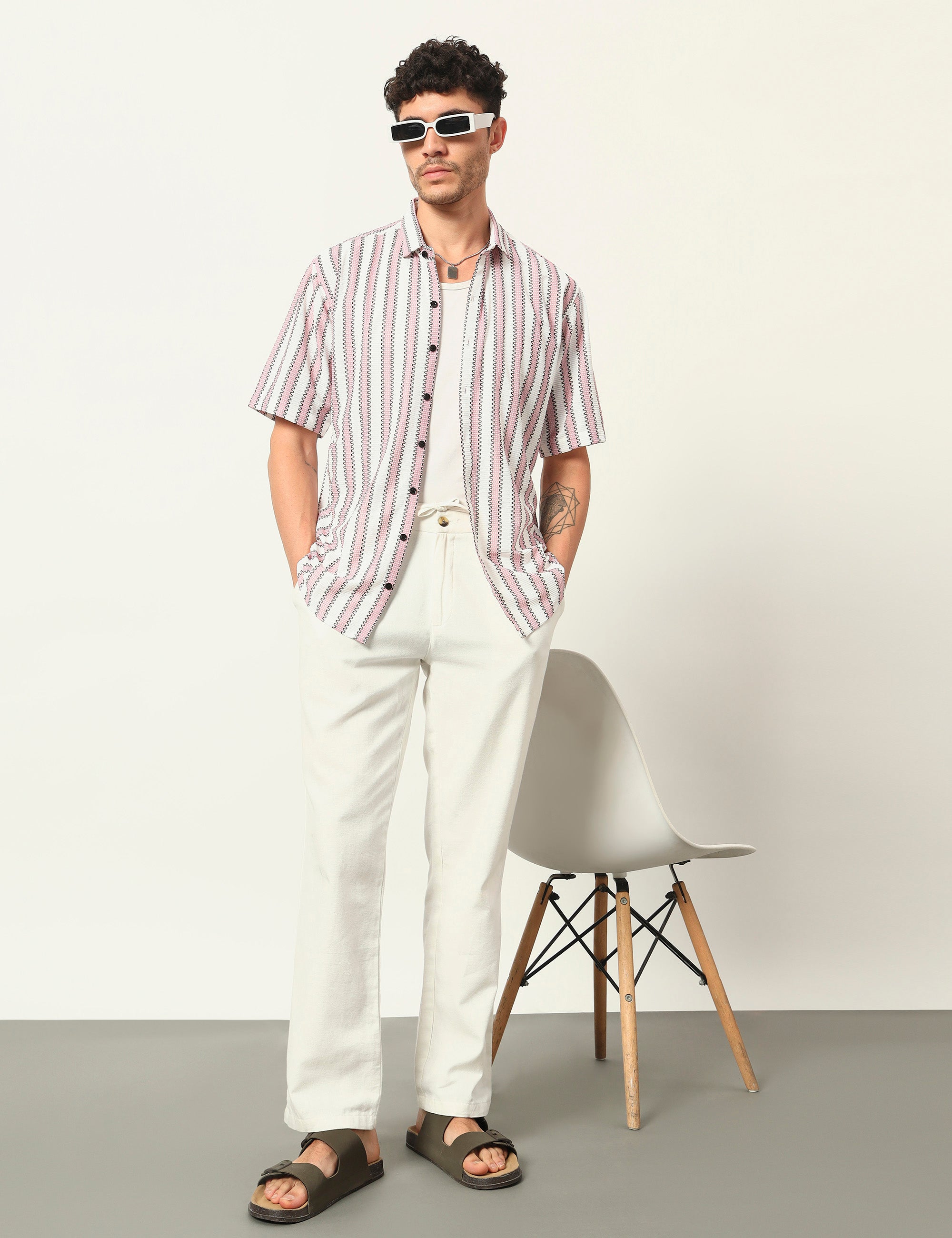 Fresh Flow Polyester Blend Pink Striped Shirt