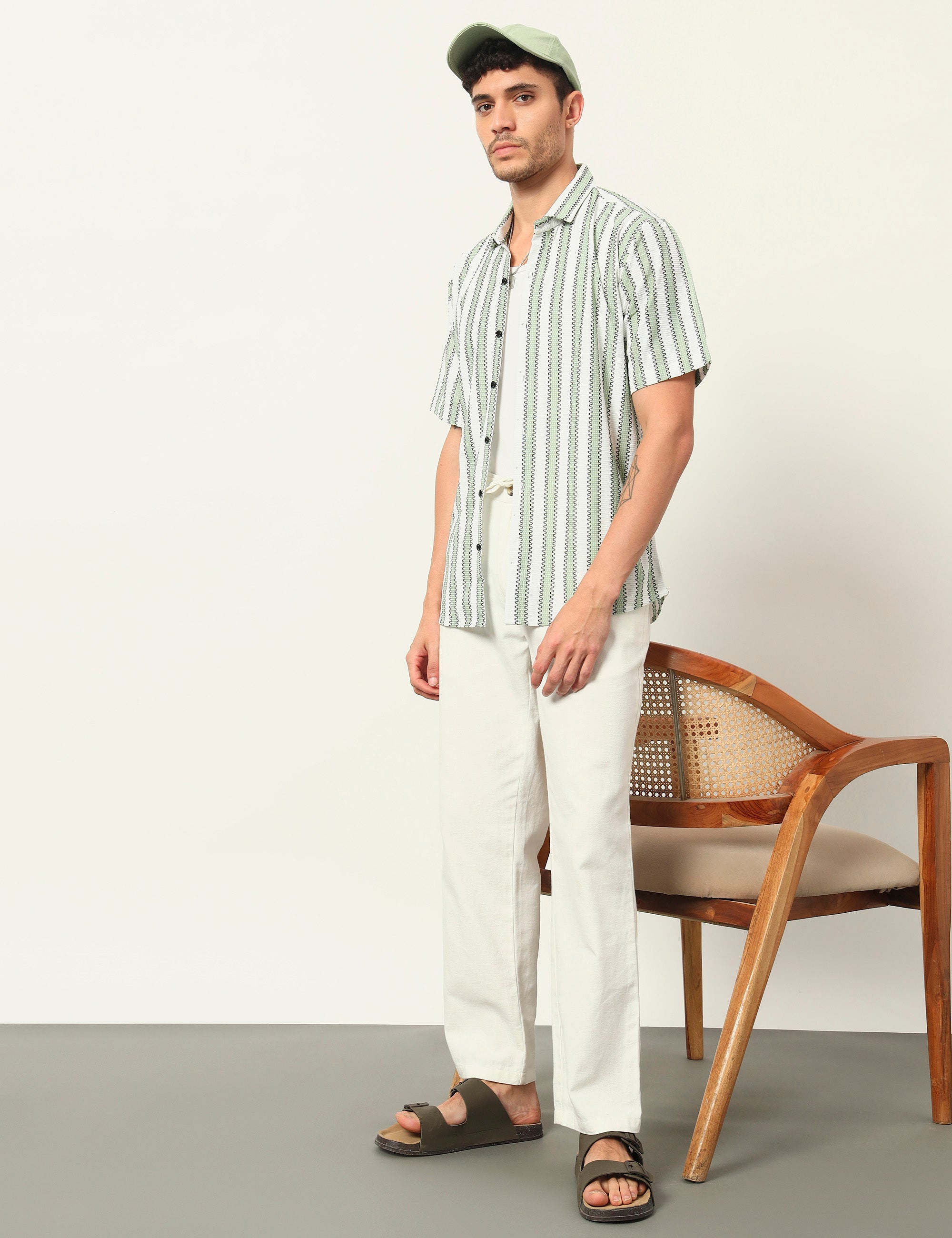 Fresh Flow Polyester Blend Pista Striped Shirt