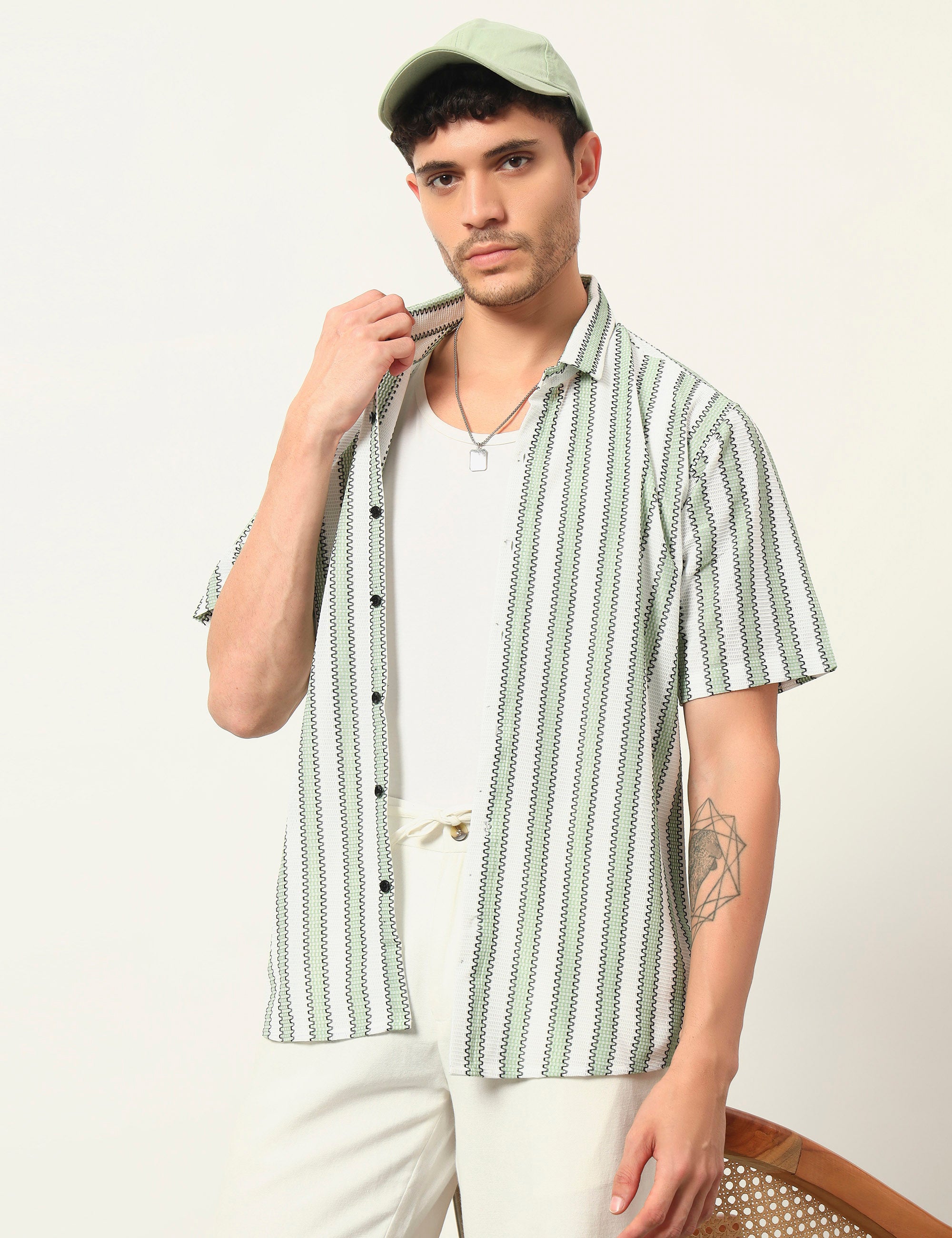 Fresh Flow Polyester Blend Pista Striped Shirt