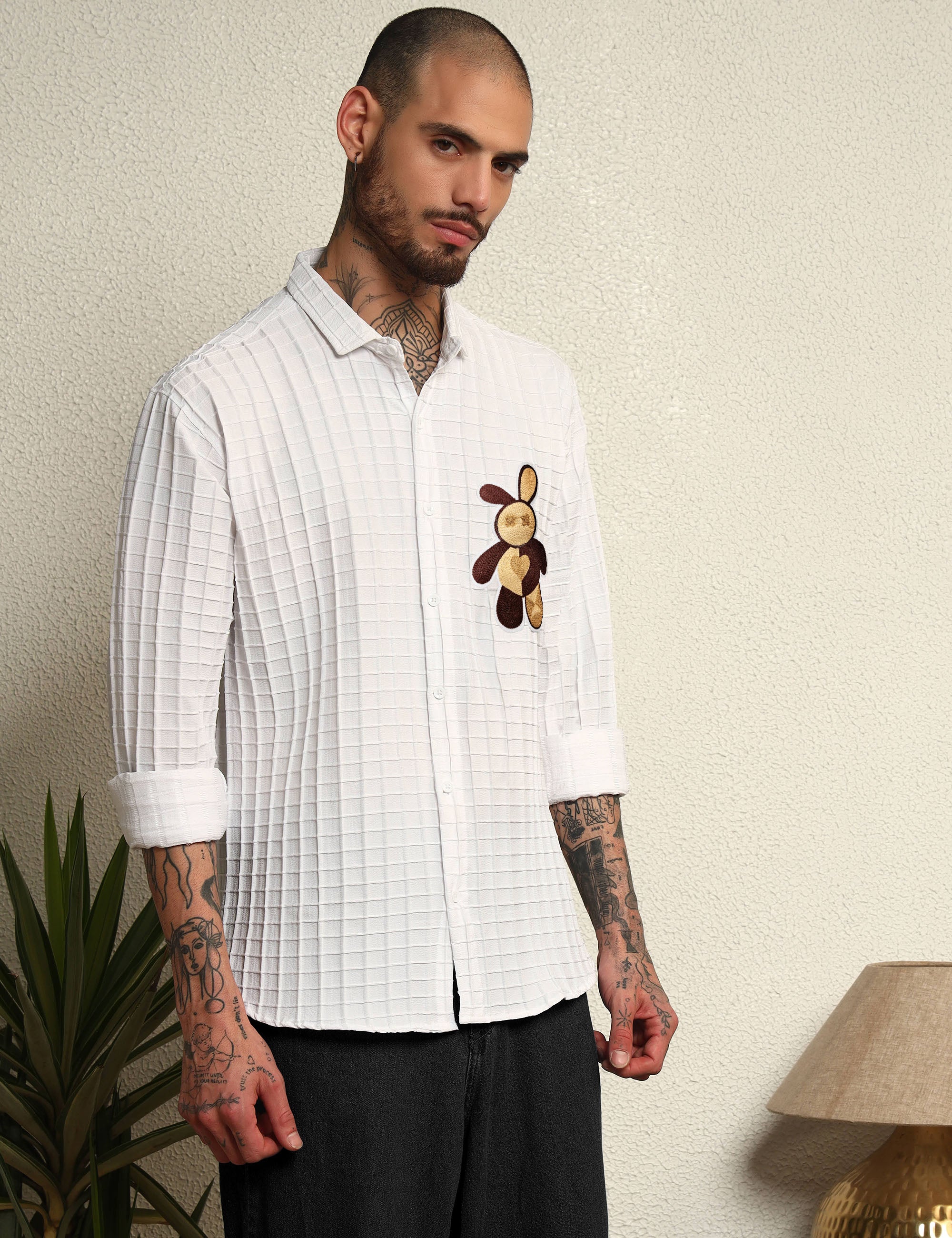 Fun Element Embroidery Patch White Shirt