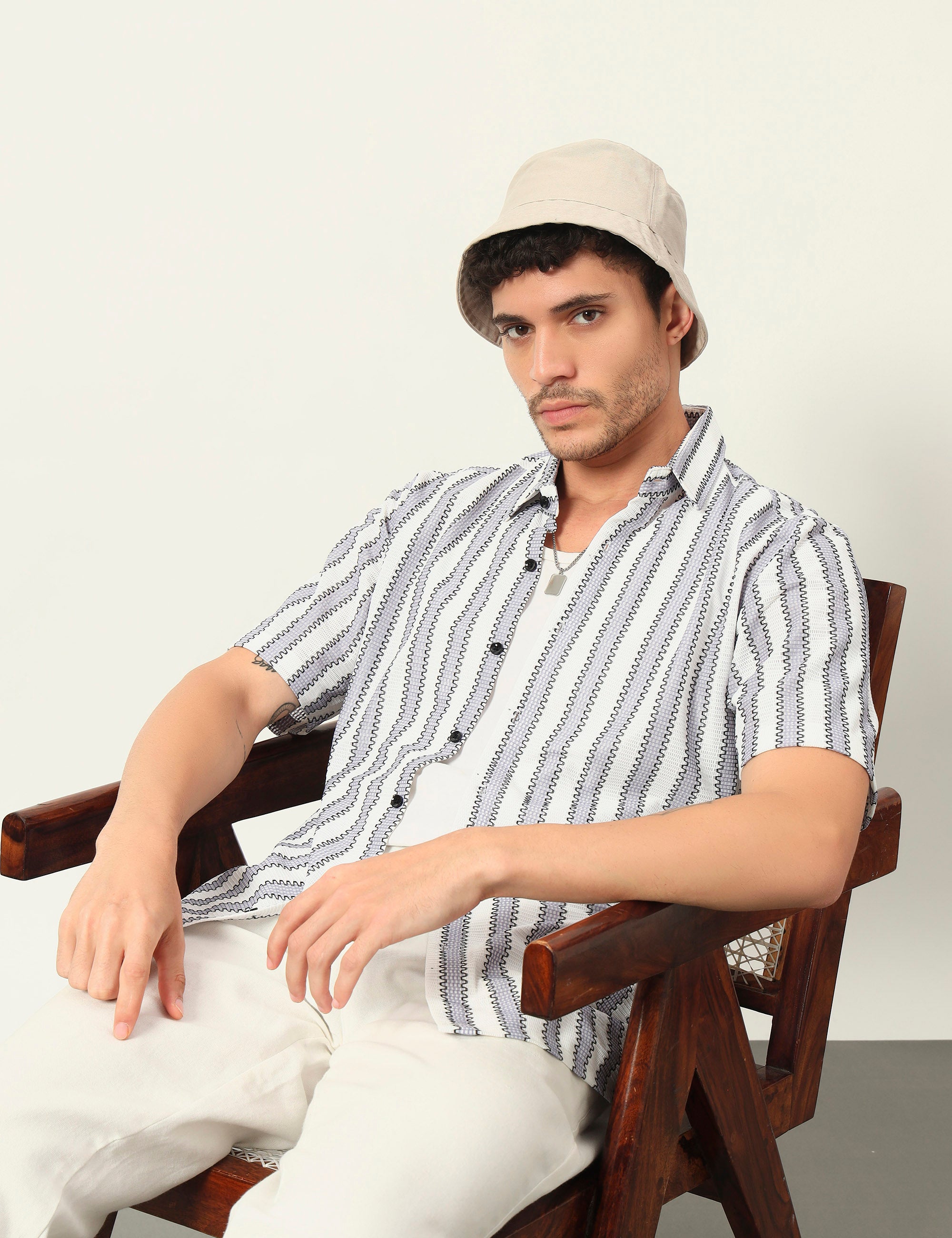 Fresh Flow Polyester Blend Lavender Striped Shirt