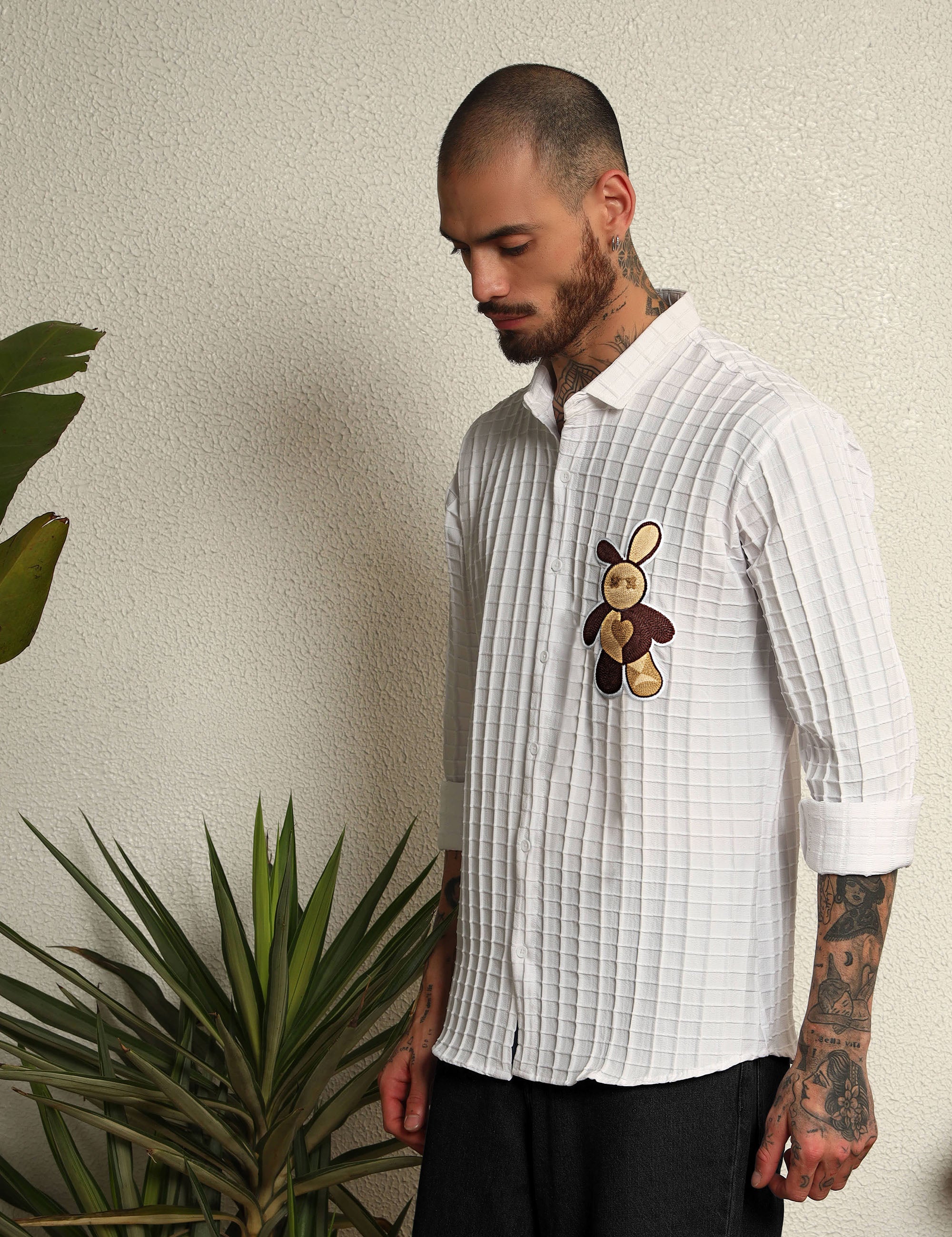 Fun Element Embroidery Patch White Shirt