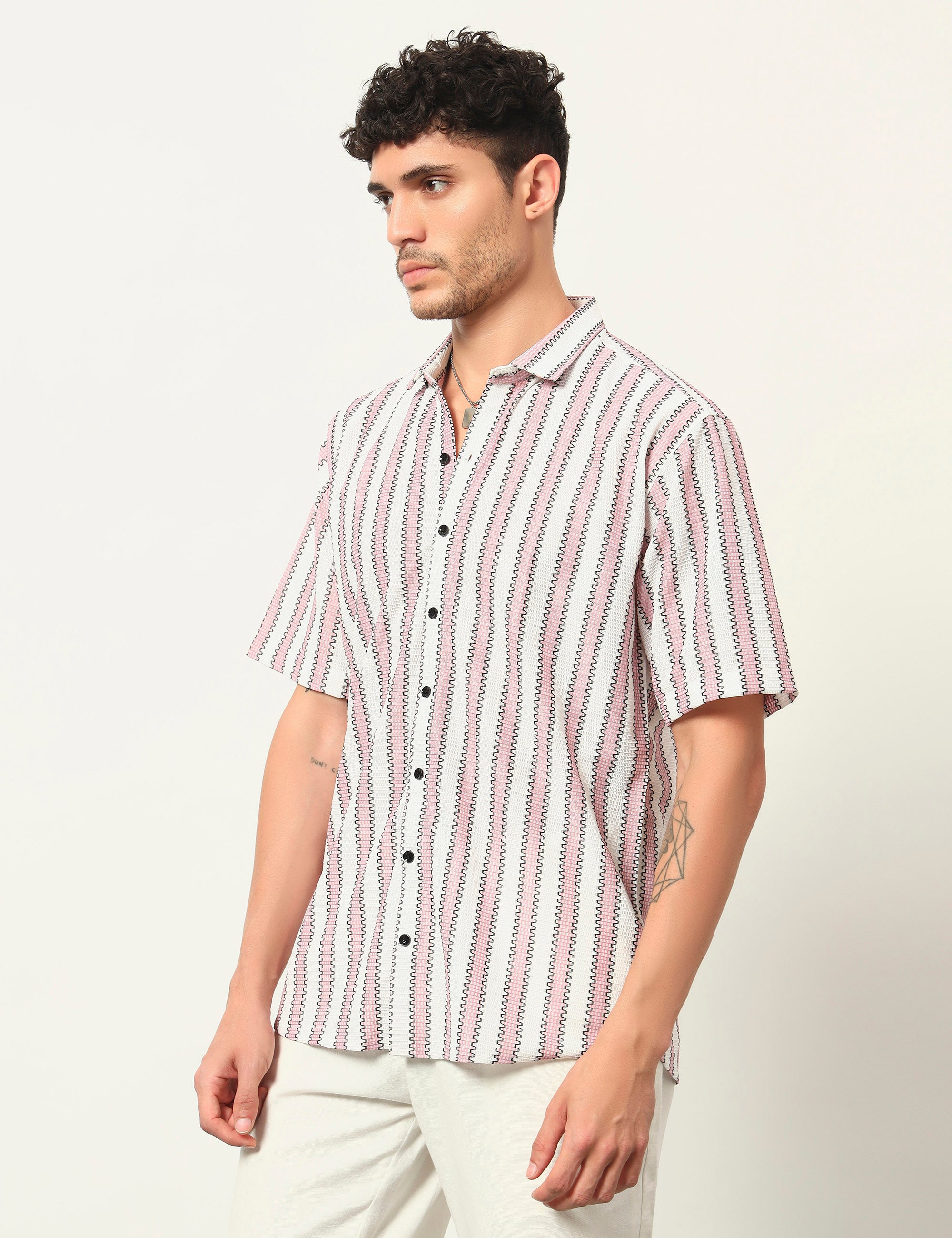 Fresh Flow Polyester Blend Pink Striped Shirt