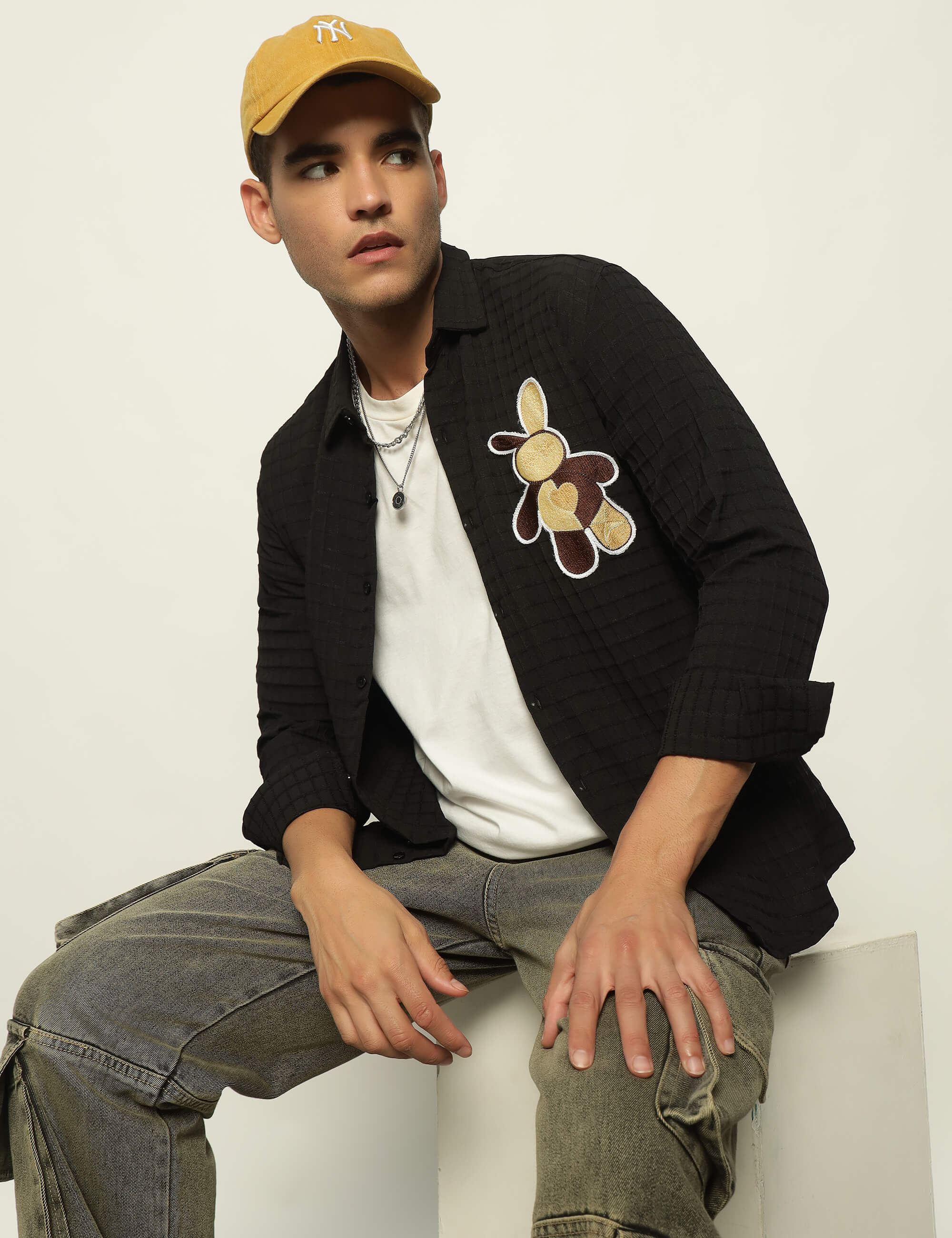 Fun Element Embroidery Patch Black Shirt