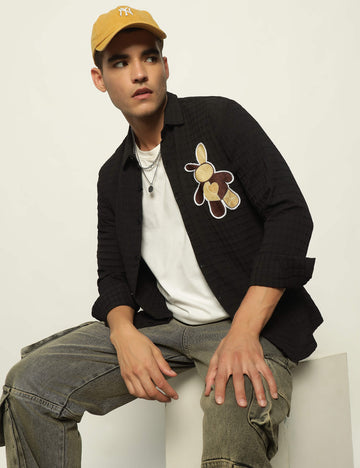 Fun Element Embroidery Patch Black Shirt