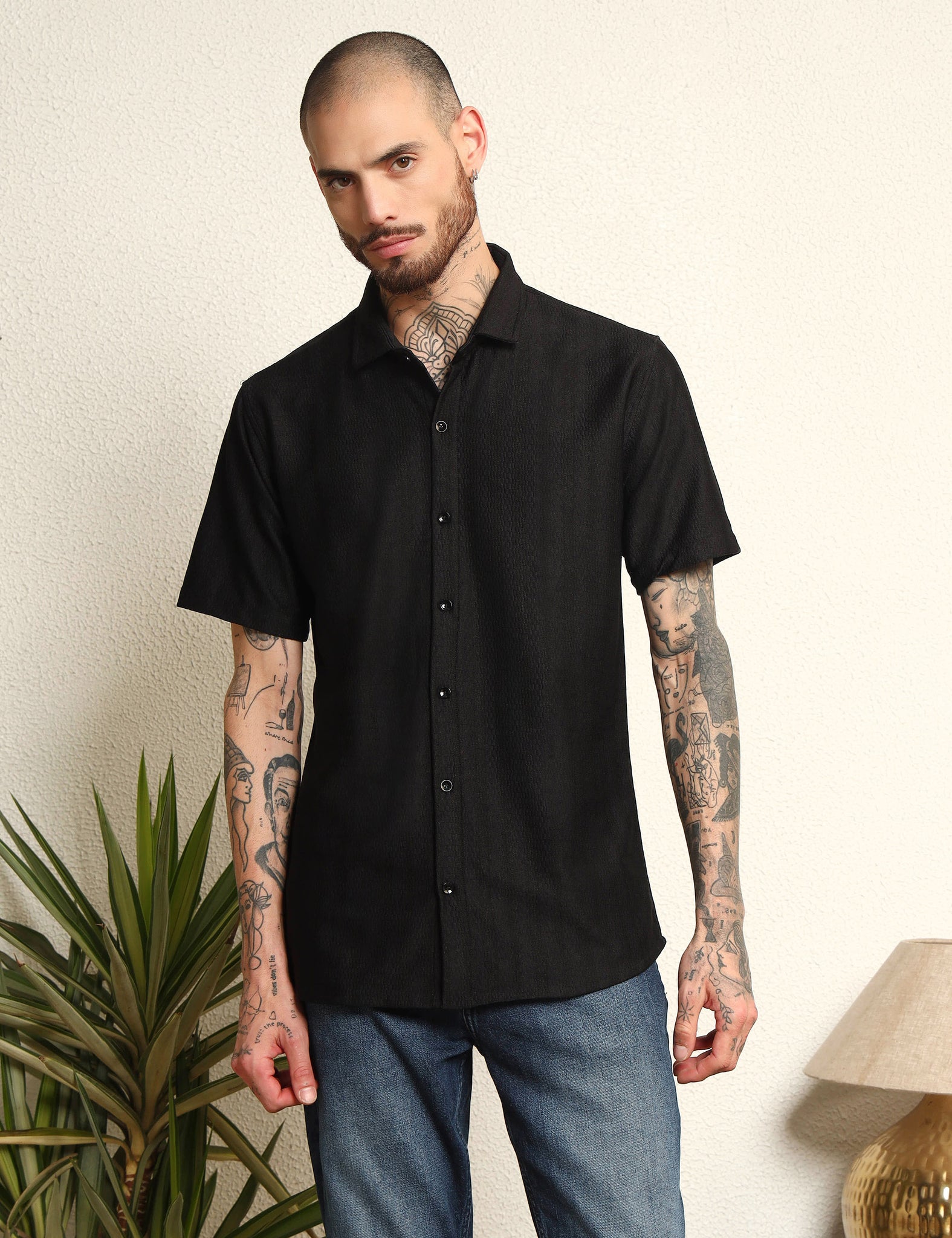 Midnight Black Classic Polyester Blend Shirt
