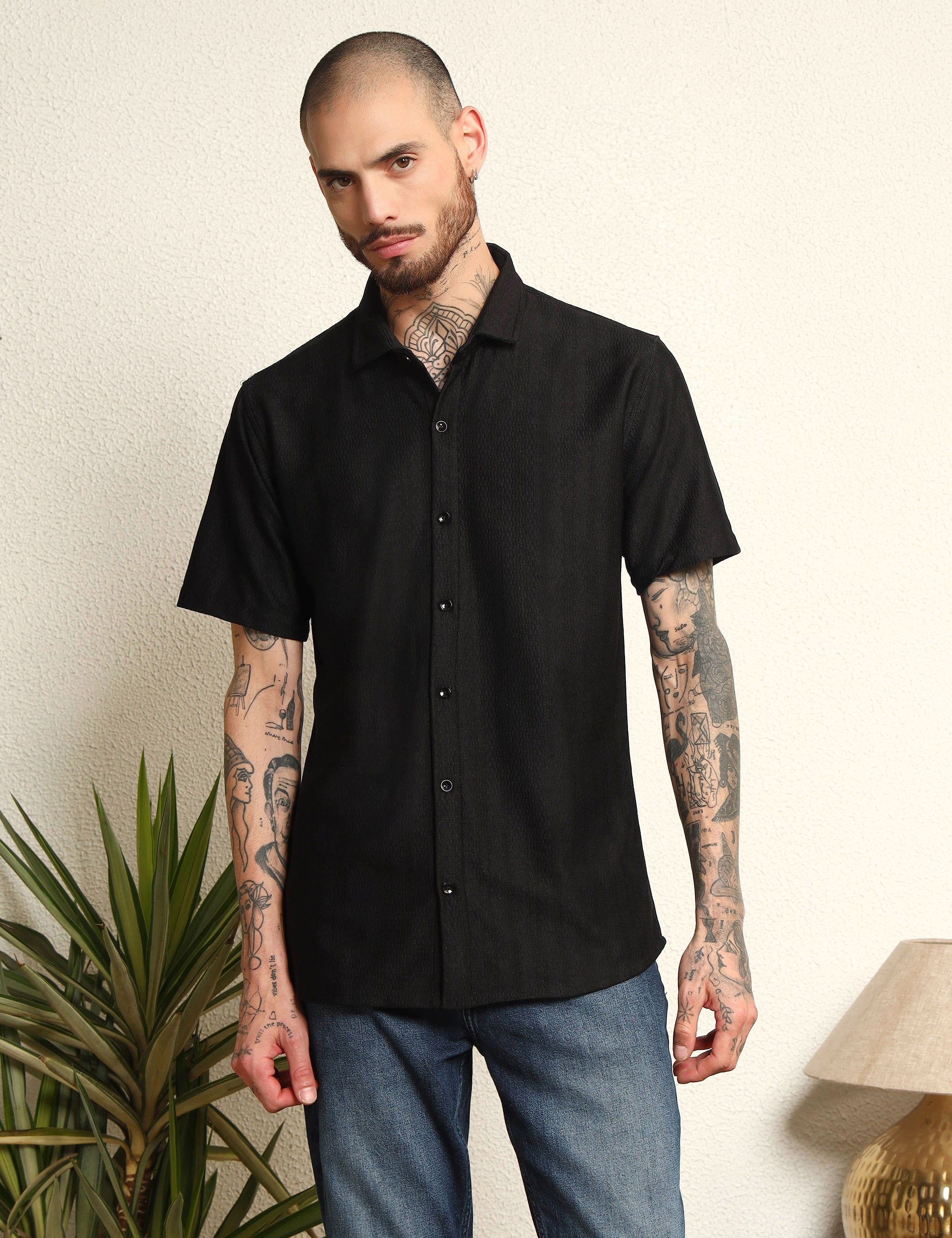 Midnight Black Classic Polyester Blend Shirt