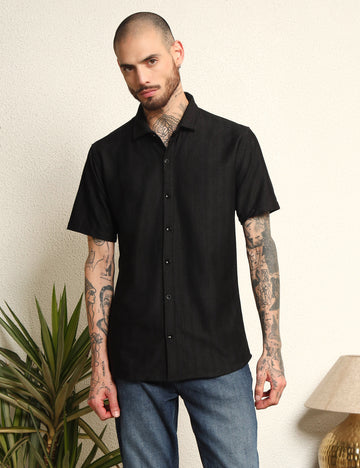 Midnight Black Classic Polyester Blend Shirt