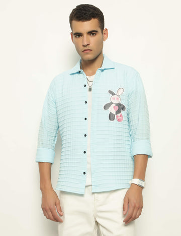 Fun Element Embroidery Patch Light Blue Shirt