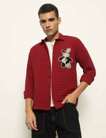 Fun Element Embroidery Patch Maroon Shirt