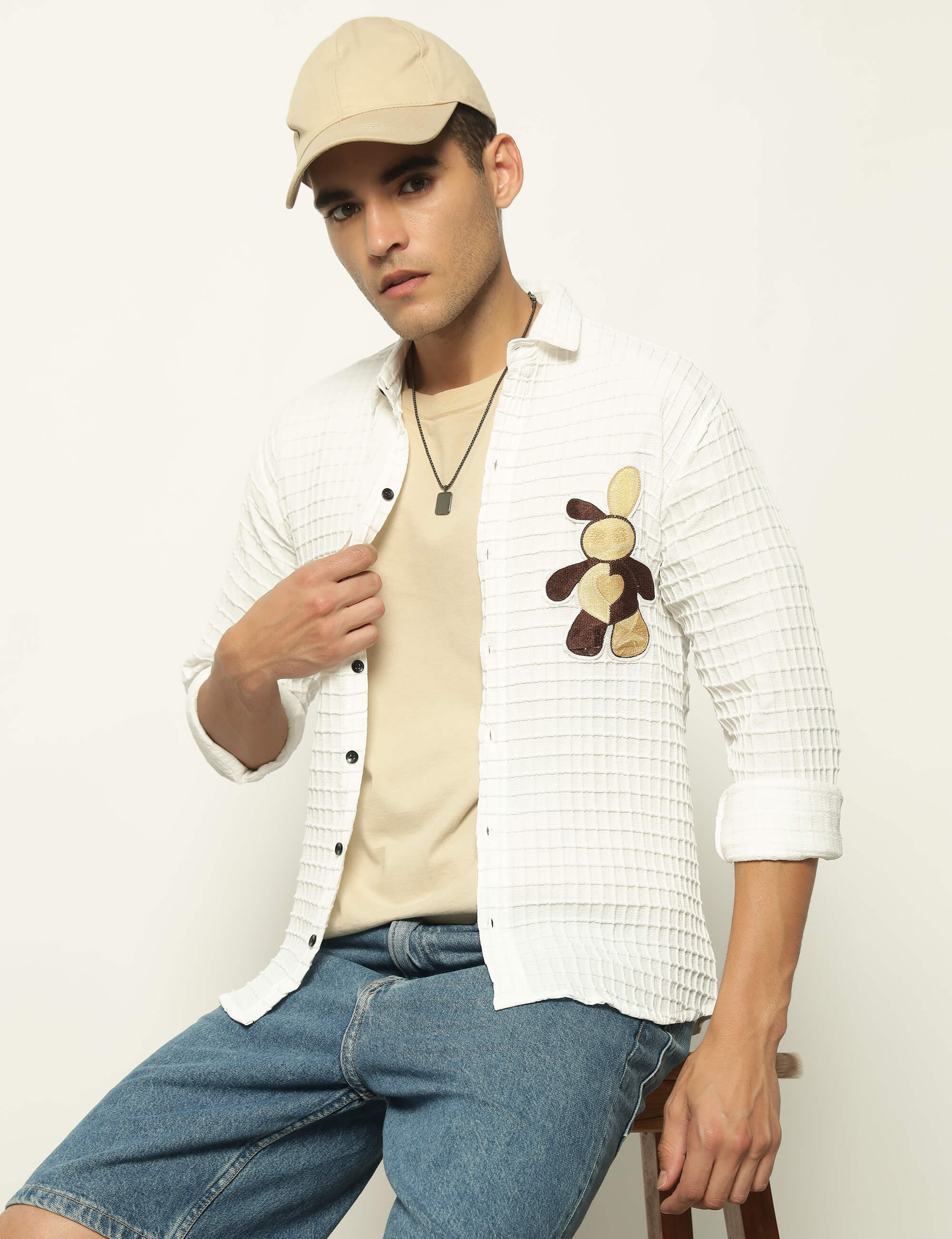 Fun Element Embroidery Patch White Shirt