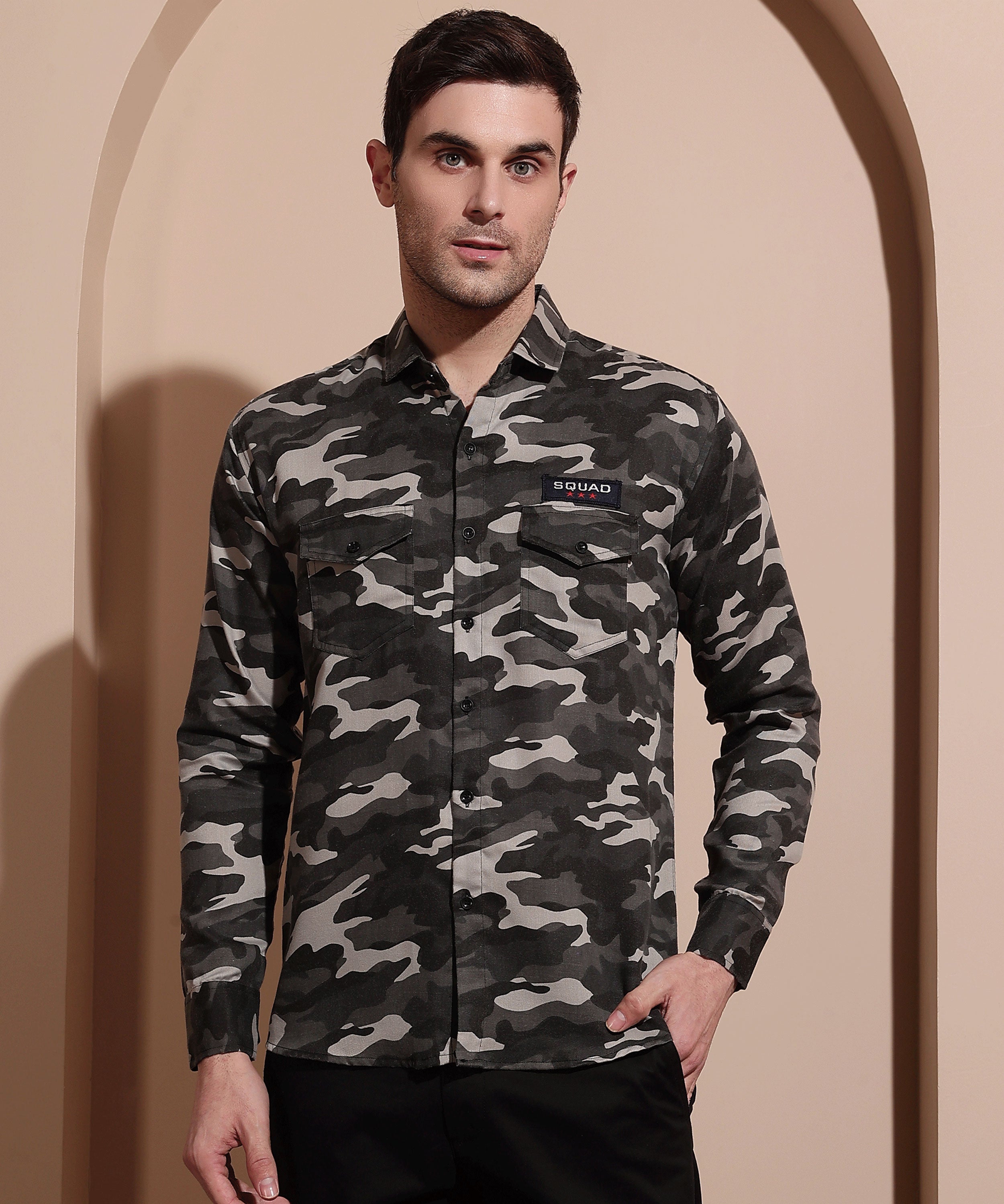 Tactical Grey Camo Cotton Blend Shirt