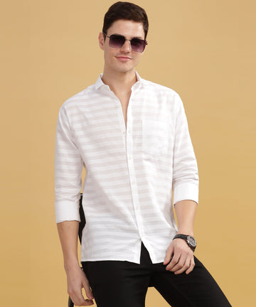 Pure Stripes White Casual Cotton Shirt