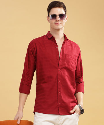 Pure Stripes Maroon Casual Cotton Shirt