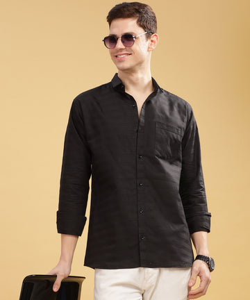 Pure Stripes Black Casual Cotton Shirt