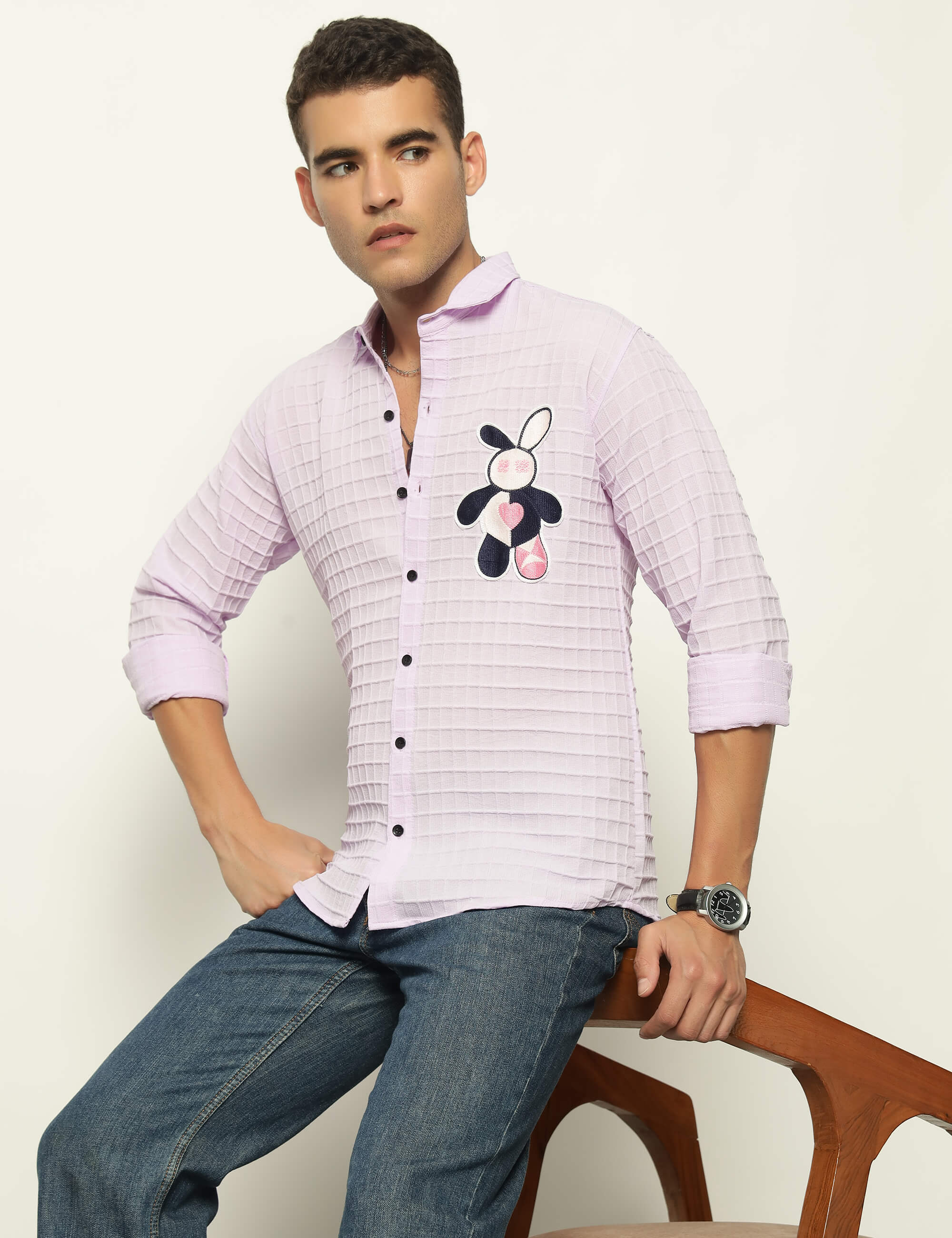 Fun Element Embroidery Patch Lavender Shirt