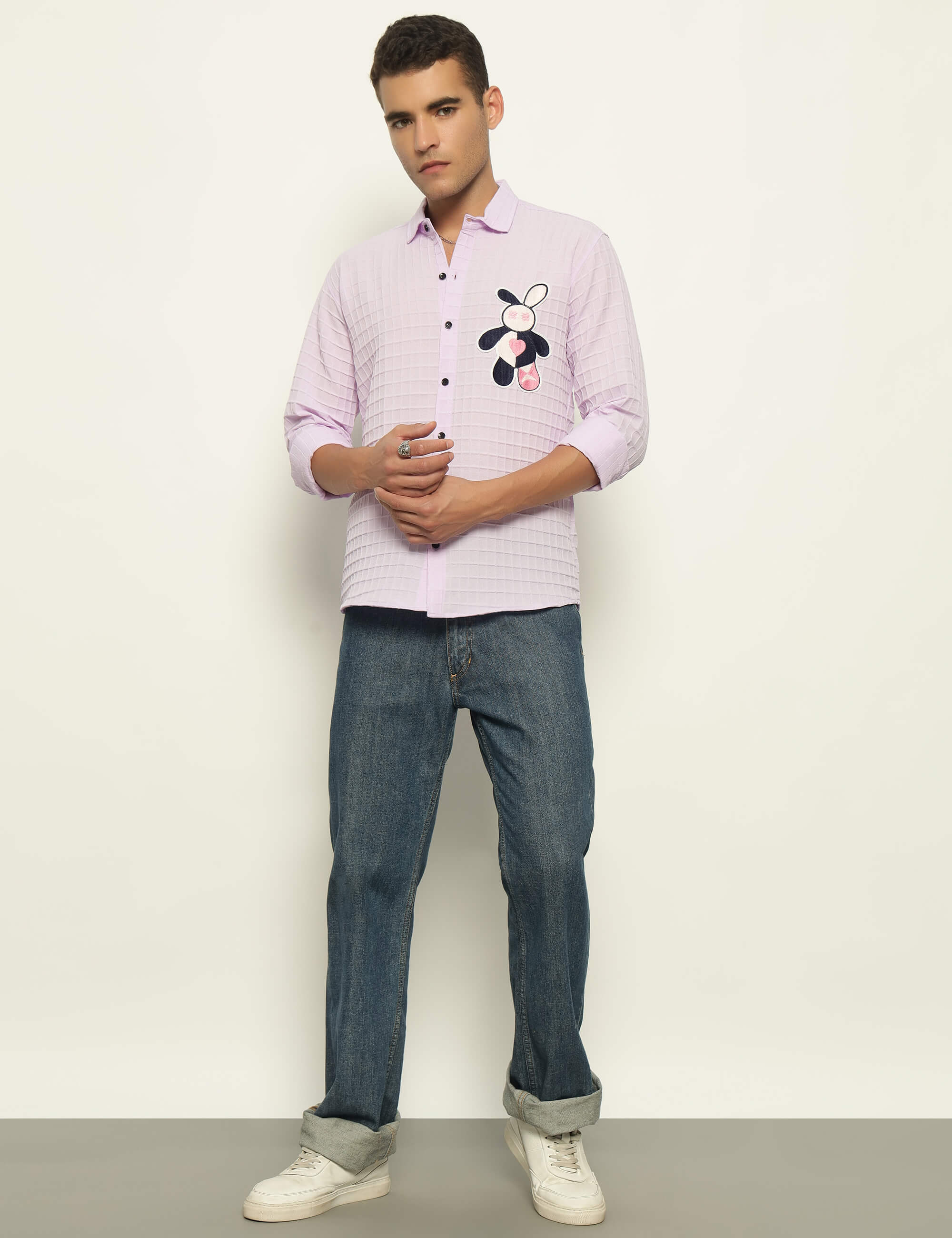 Fun Element Embroidery Patch Lavender Shirt