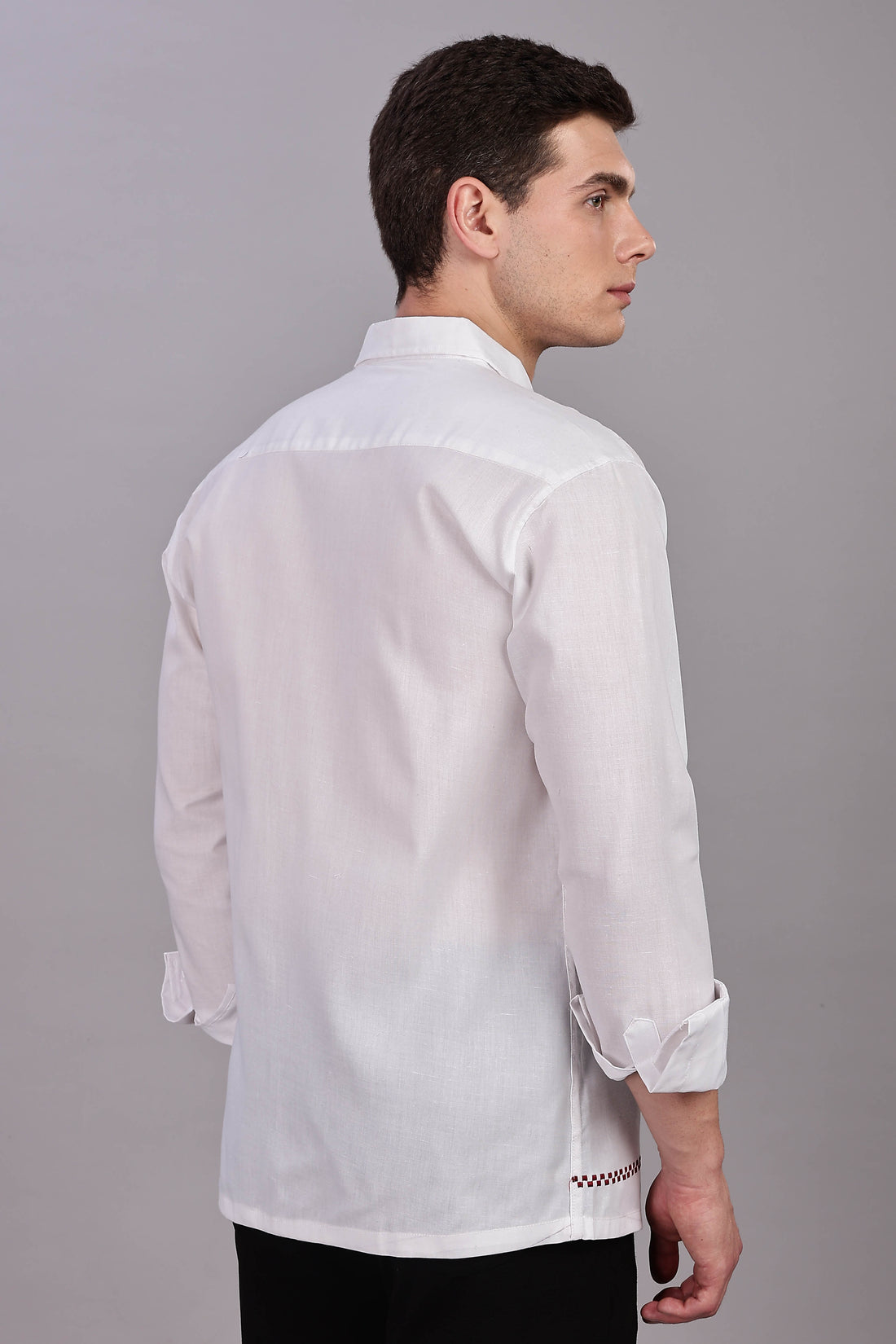 Floral Elegance Embroidered Cotton Blend Shirt