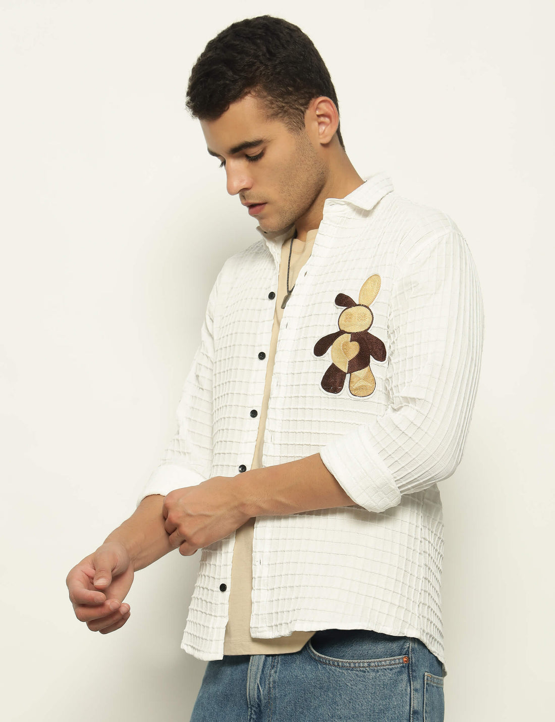 Fun Element Embroidery Patch White Shirt