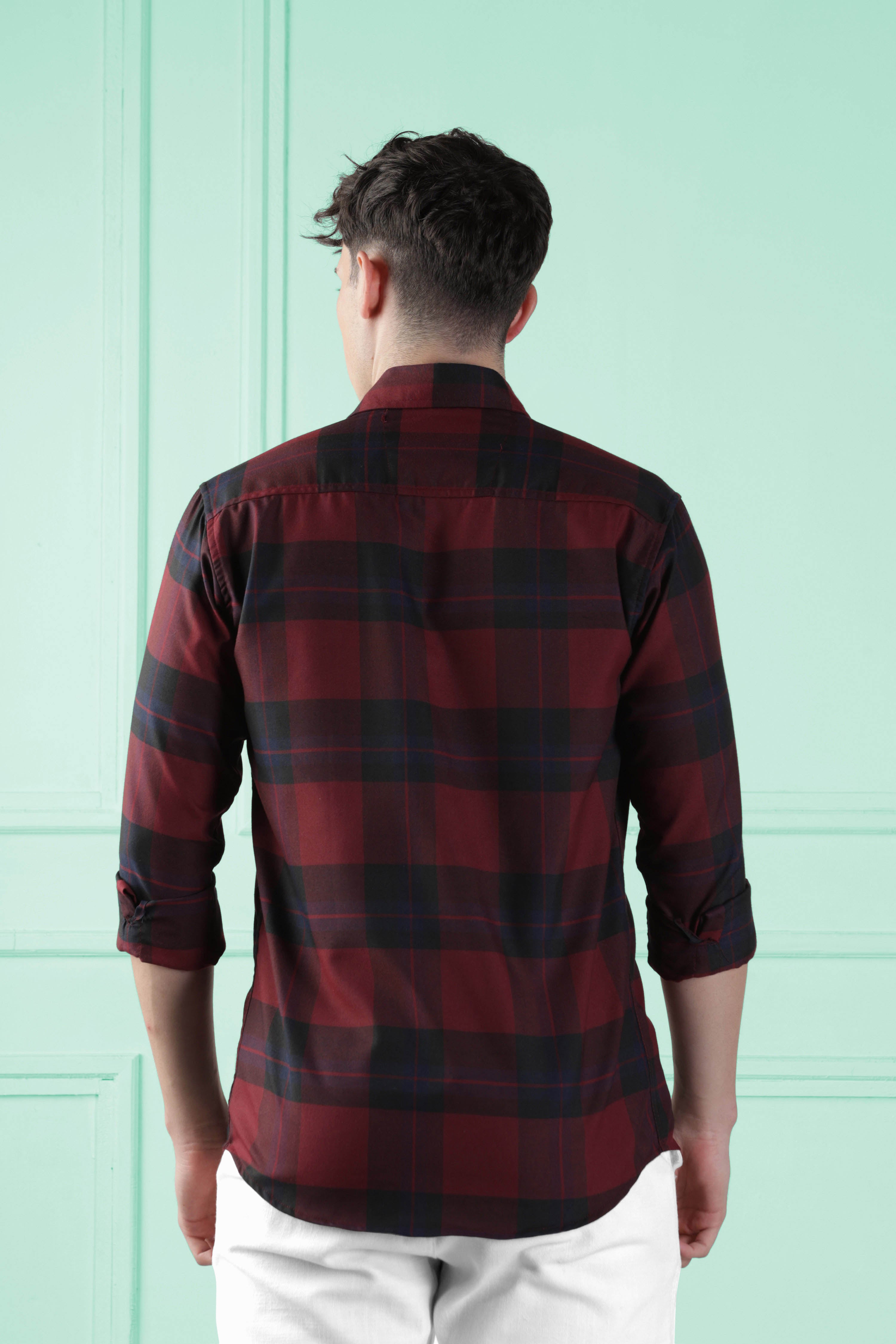 Dark Grid Cotton Blend Shirt